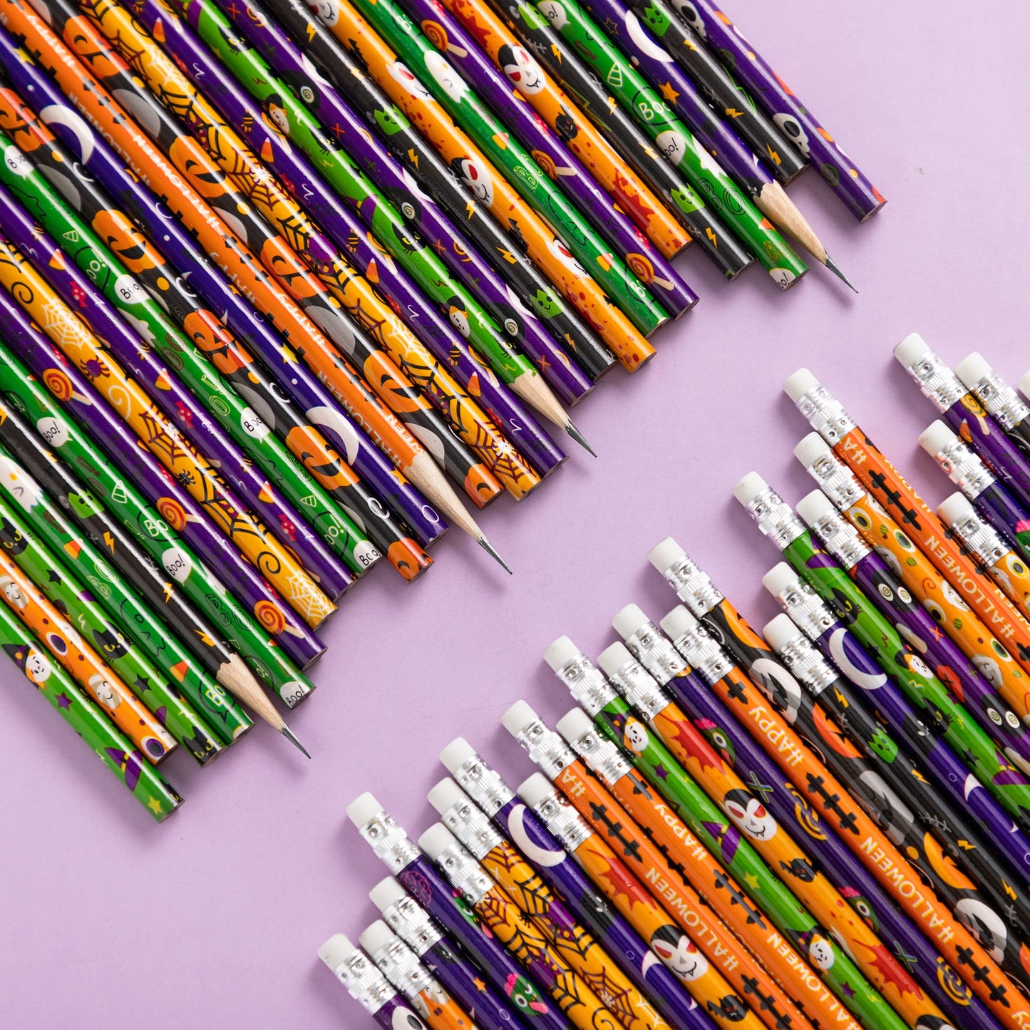 SYNCFUN 108 Pcs Halloween Pencils Bulk with Eraser for Kids,Colorful Pencils Stationery Pencil Set,Halloween Favors Prizes for Kids,Halloween Bulk Toys