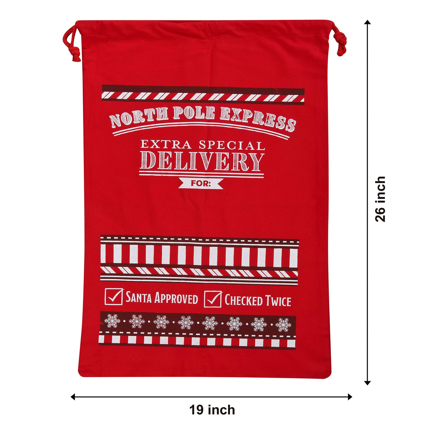 Joyfy 3 Pcs Santa Burlap Sack Christmas Canvas Gift Bags with Drawstring 26" x 19" for Large Xmas Package Storage, Event Party Supplies, Christmas Party Favors