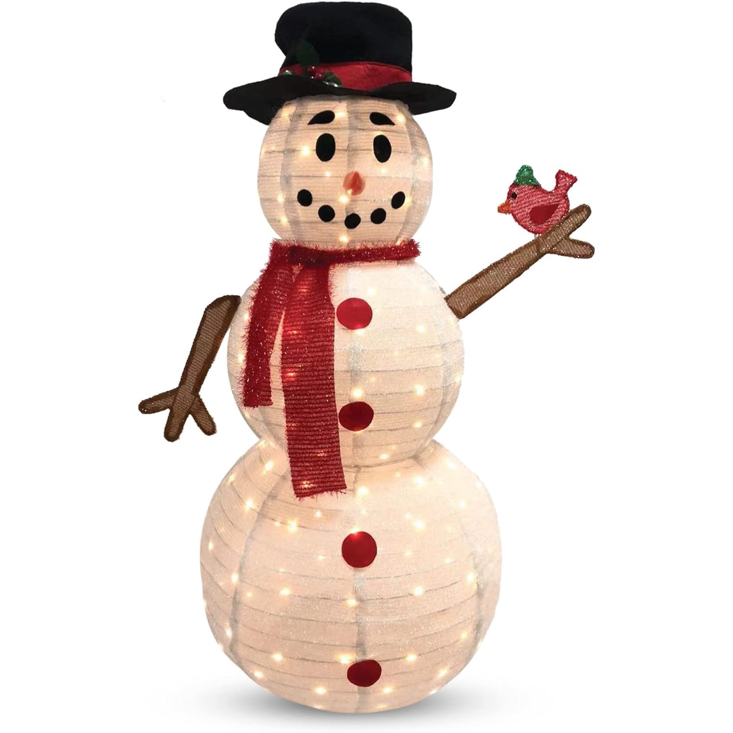 SYNCFUN Snowman Yard Light Christmas Outdoor Decorations,160 LED Collapsible Snowman Christmas Decorations,Christmas Yard Light with Stakes Holiday Decor,Snowman with Bird