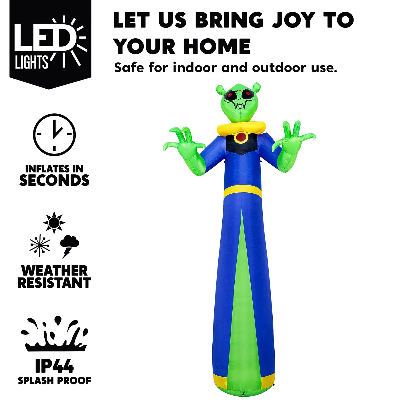 Syncfun 12 FT Halloween Inflatable Giant Alien Decoration with Built-in LEDs,Alien Wizard Ghosts Halloween Decorations Outdoor Blow Up Yard Lawn Decoration