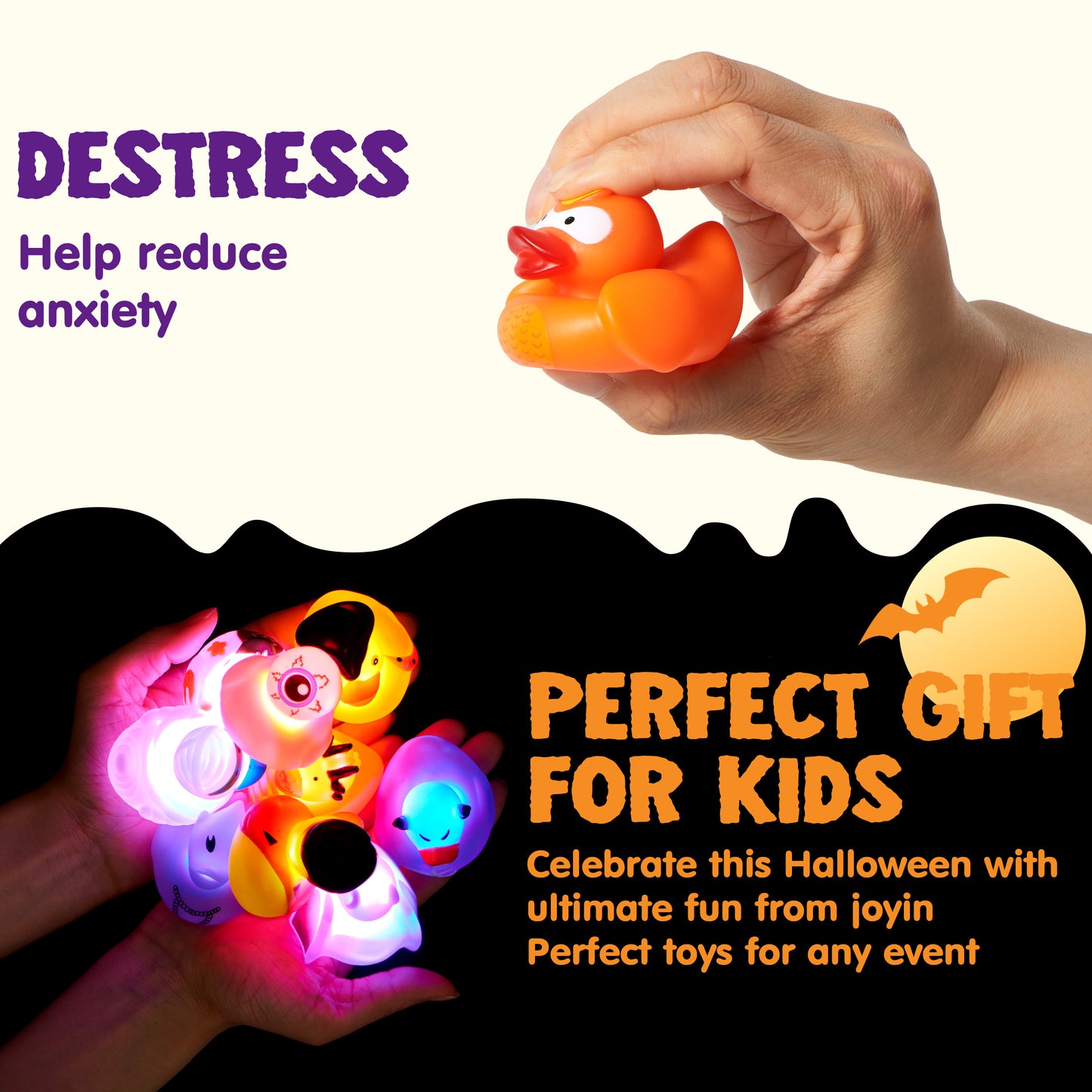 SYNCFUN 12 Pcs Halloween Rubber Ducks,Halloween Toys Glow-in-The-Dark Rubber Ducks in Bulk for Baby Toddlers Kids,Halloween Bath Toy Basket Prizes,Halloween Toys for Trick or Treaters