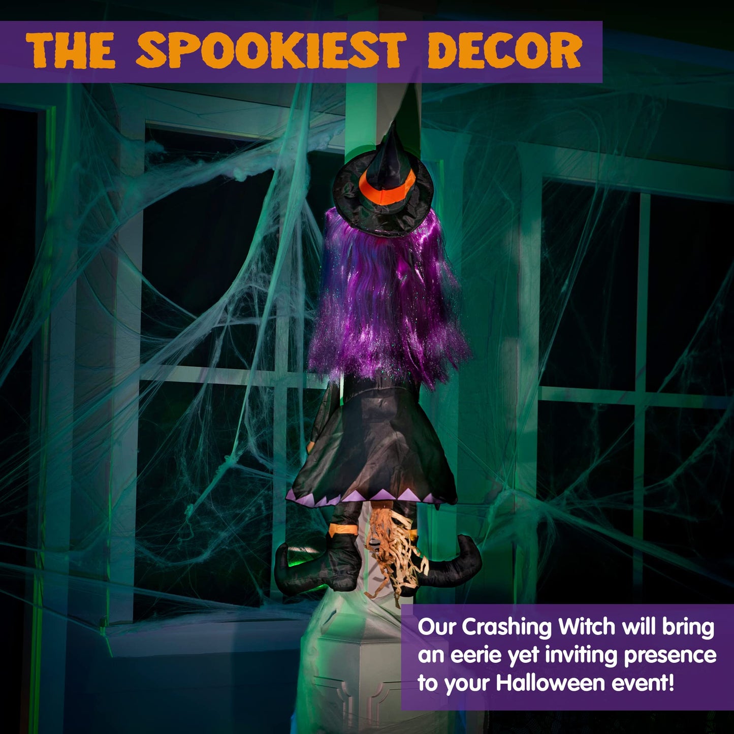 SYNCFUN 50 Inch Halloween Tree Decorations Halloween Crashing Witch into Tree Decoration Halloween Indoor Outdoor Yard Fall Porch Decor Haunted House Prop