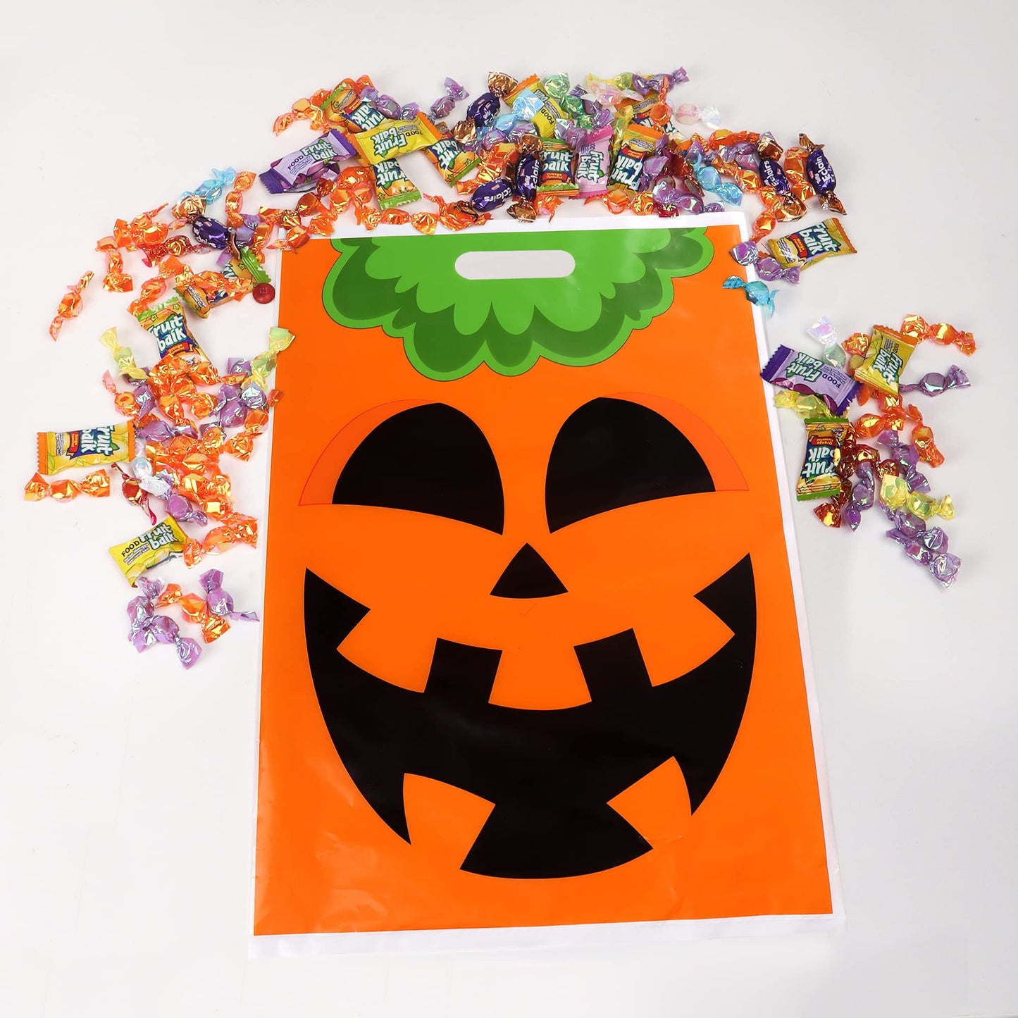 SYNCFUN 72 Pcs Halloween Treat Bags Goodie Bags Plastic Halloween Candy Bags Trick or Treat Creepy Designs Halloween Bags for Kids Trick or Treat,Classroom Goody Bags