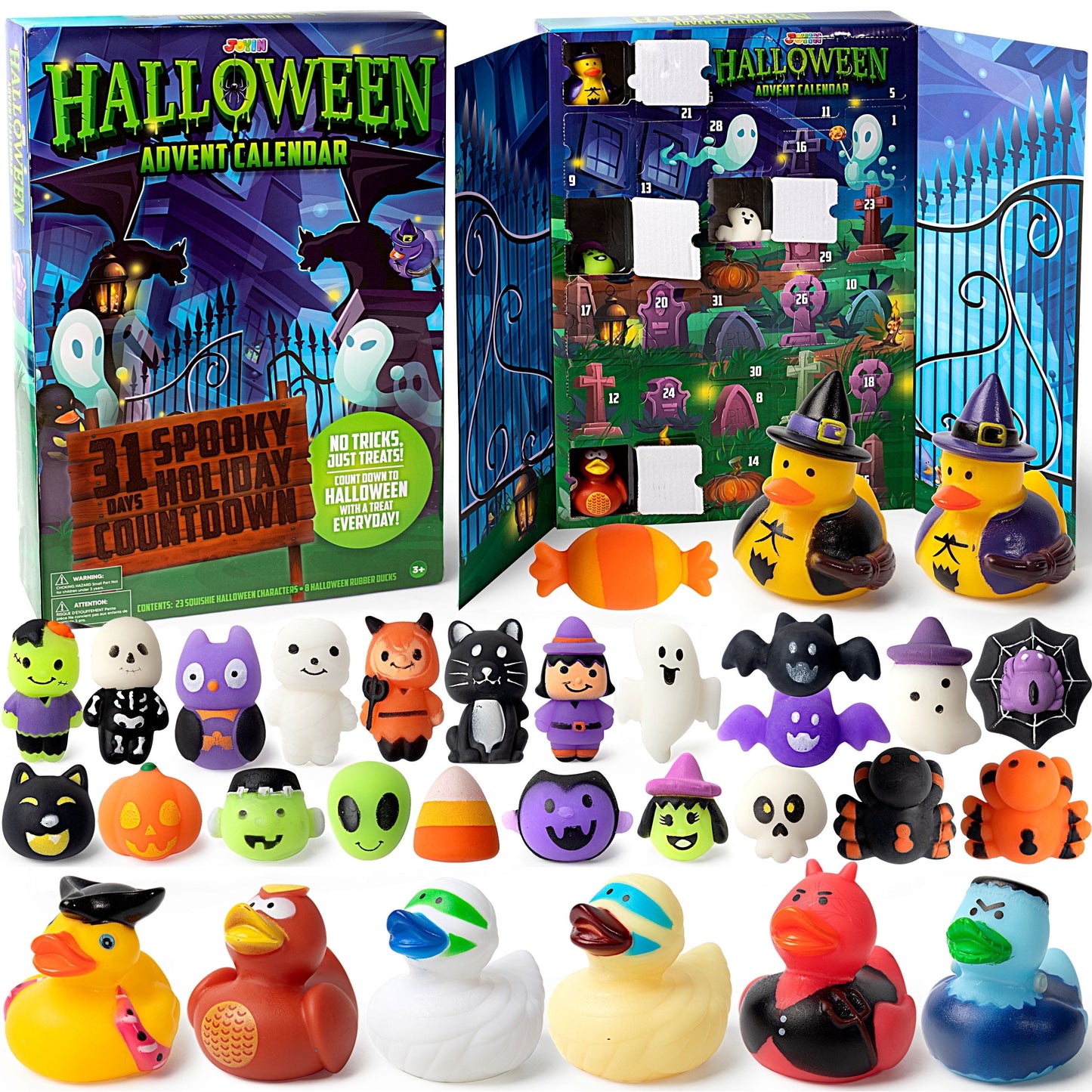 Joyfy 31 Pcs Halloween Advent Calendar 2025,Halloween Rubber Duck Advent Calendar,Halloween Countdown Calendar with Surprise Toys,Scary Halloween Doll Collectible Figures Gift