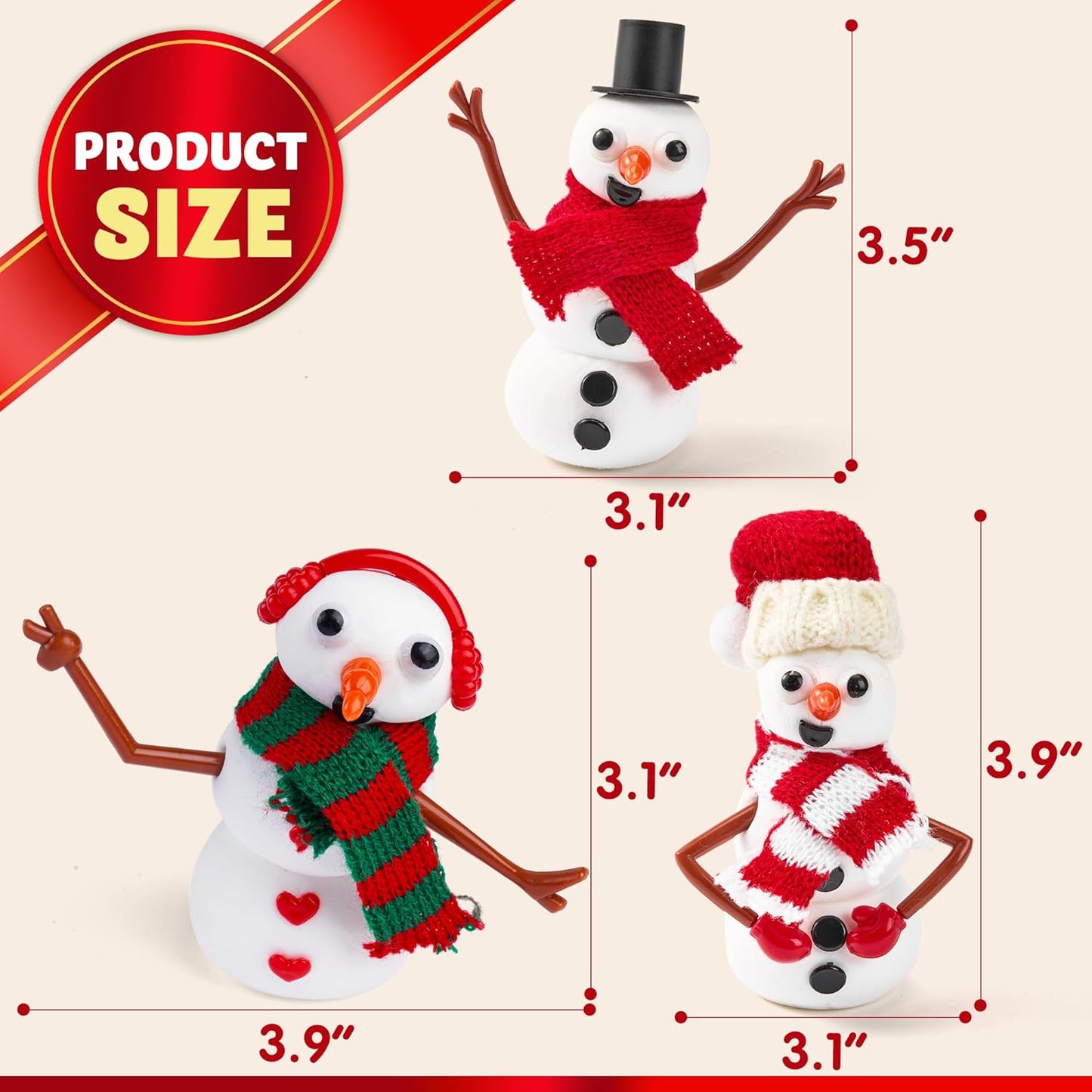 SYNCFUN 3 Pack DIY Snowman Christmas Craft Kit Christmas Build Your Snowman Craft Kit for Xmas Arts and Craft Activities