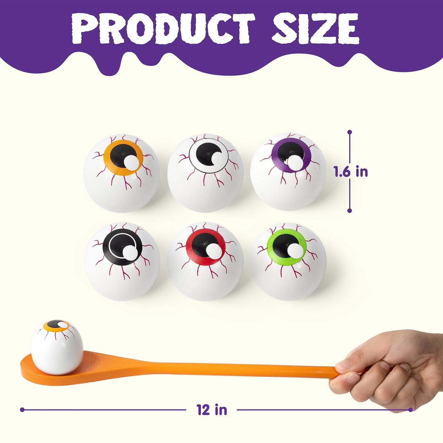 Joyfy 6 Packs Halloween Spoons Game Set,Eyeballs and Spoons Race Party Favors for Kids,Halloween Prizes,Halloween Activities for Kids