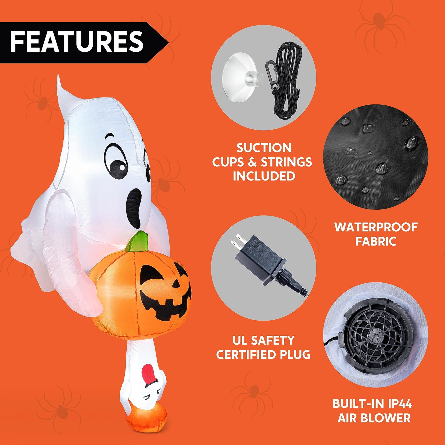 Syncfun 6 FT Halloween Inflatable Ghost Broke Out from Window with Built-in LED Blow Up Inflatable for Window Decoration Yard Garden Lawn Decor