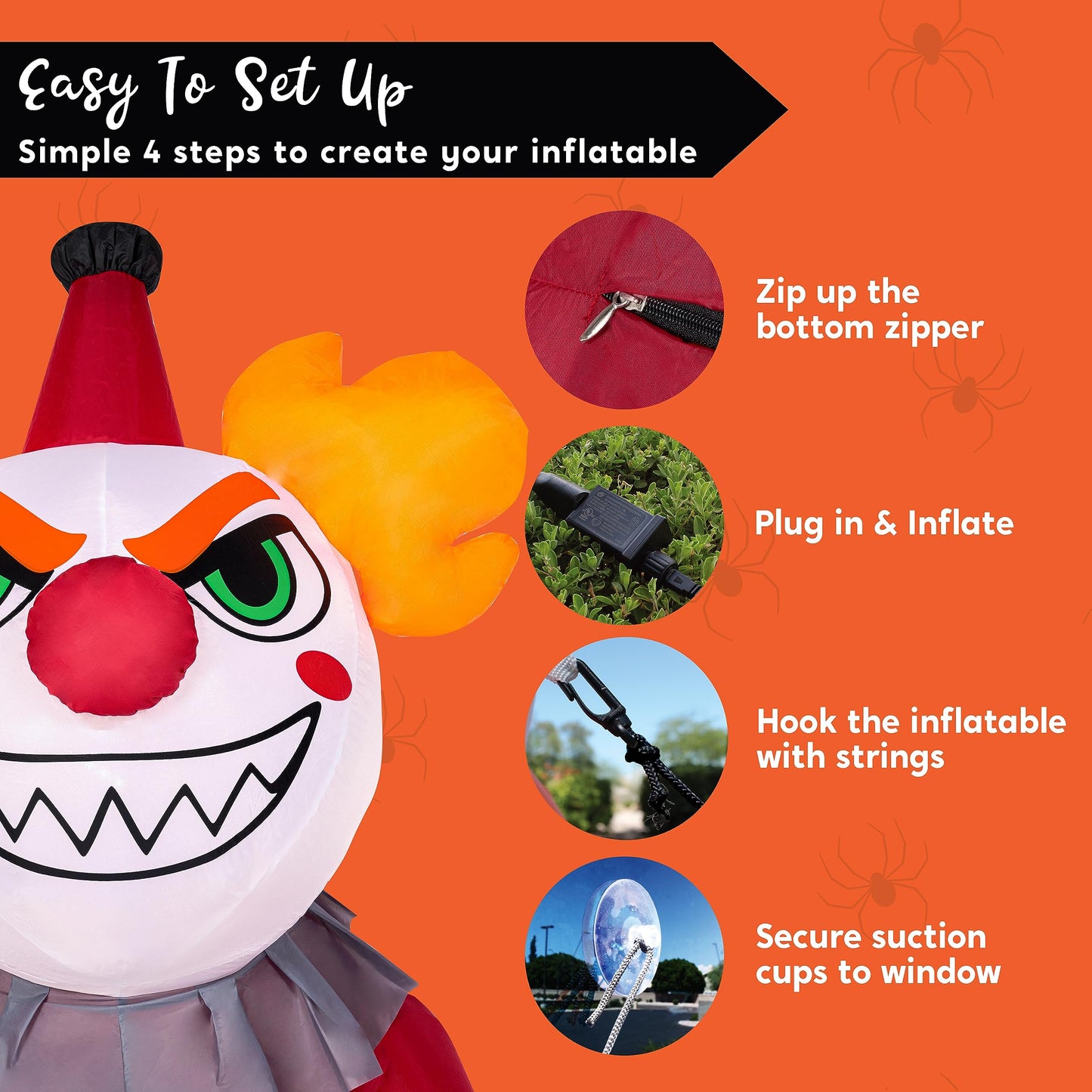 Syncfun 4.5 FT Halloween Inflatable Killer Clown Broke Out from Window with Built-in LED Blow Up Inflatable for Window Decoration Yard Garden Lawn Decor