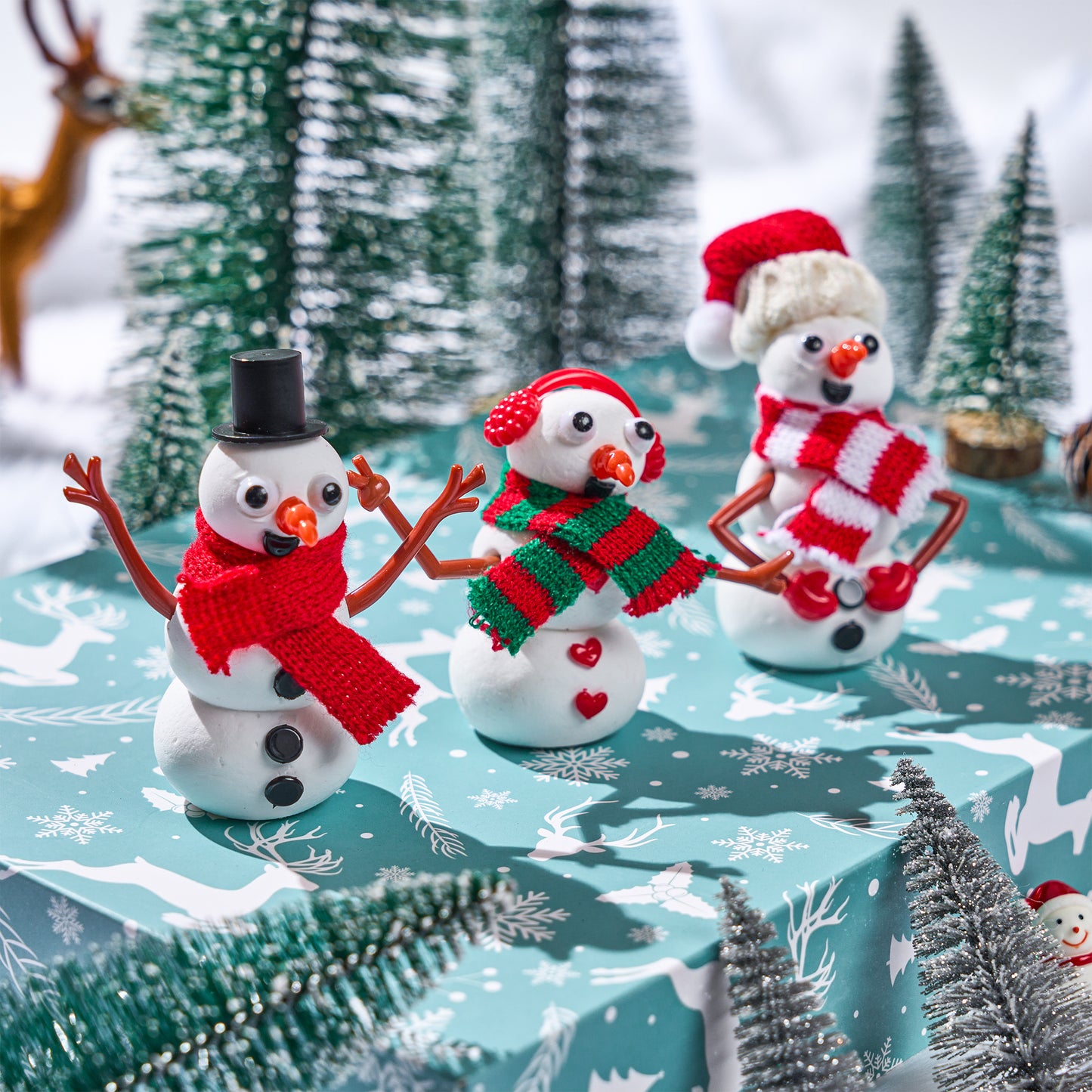 SYNCFUN 3 Pack DIY Snowman Christmas Craft Kit Christmas Build Your Snowman Craft Kit for Xmas Arts and Craft Activities
