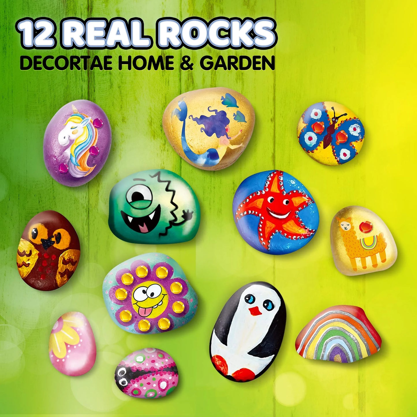 Joyfy 10 Pcs Rock Painting Kit for Kids Ages 6-8-12,Home Creativity Arts And Crafts Kit for Family Indoor Activity