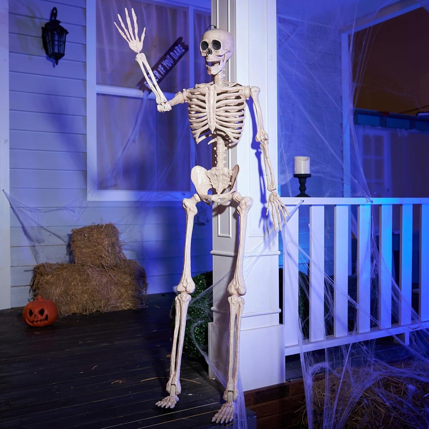 Joyfy 5 FT Halloween Skeleton, Full Body Movable Joints, Giant Skeletons for Halloween Decor Outdoor, Haunted House Prop