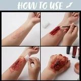 Joyfy 16 Pcs Halloween Makeup Kit,Halloween Family Makeup Set Face Painting Kit with Liquid Blood Gel,Fake Blood and More for Zombie Vampire Cosplay for Adult Kids