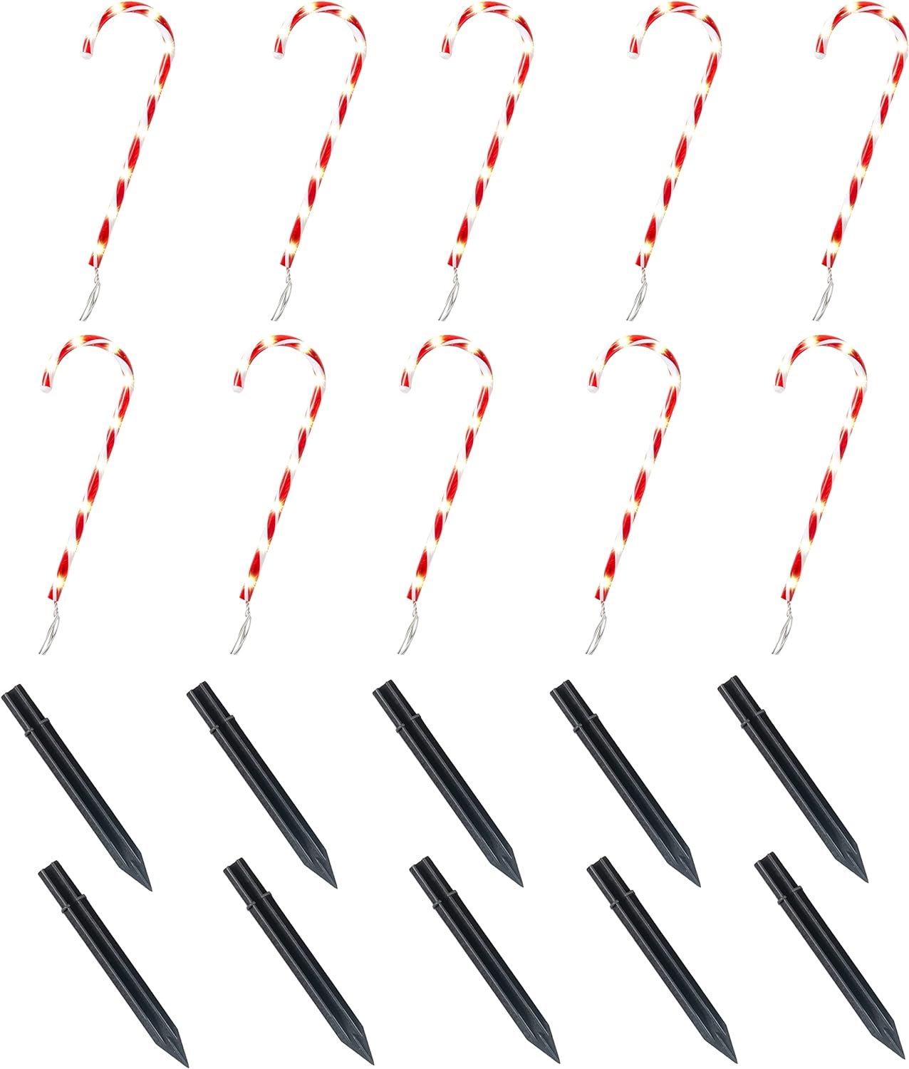 Joyfy 12 Pcs Christmas Candy Cane Lights Outdoor Pathway Lights Christmas Decorations Outdoor,23" Light Up Candy Canes Outdoor Xmas Lights for Outside Porch Yard