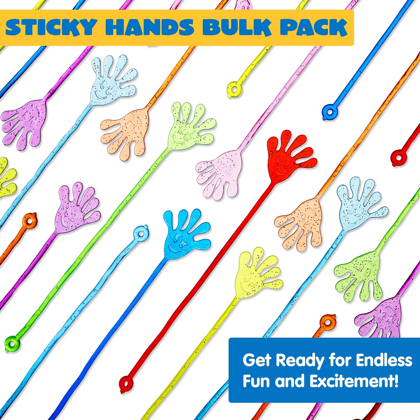 Syncfun 48 Pcs Sticky Hands Party Favors for Kids Assorted Stretchy Slappy Hands Fun Fidget Toys for Kids