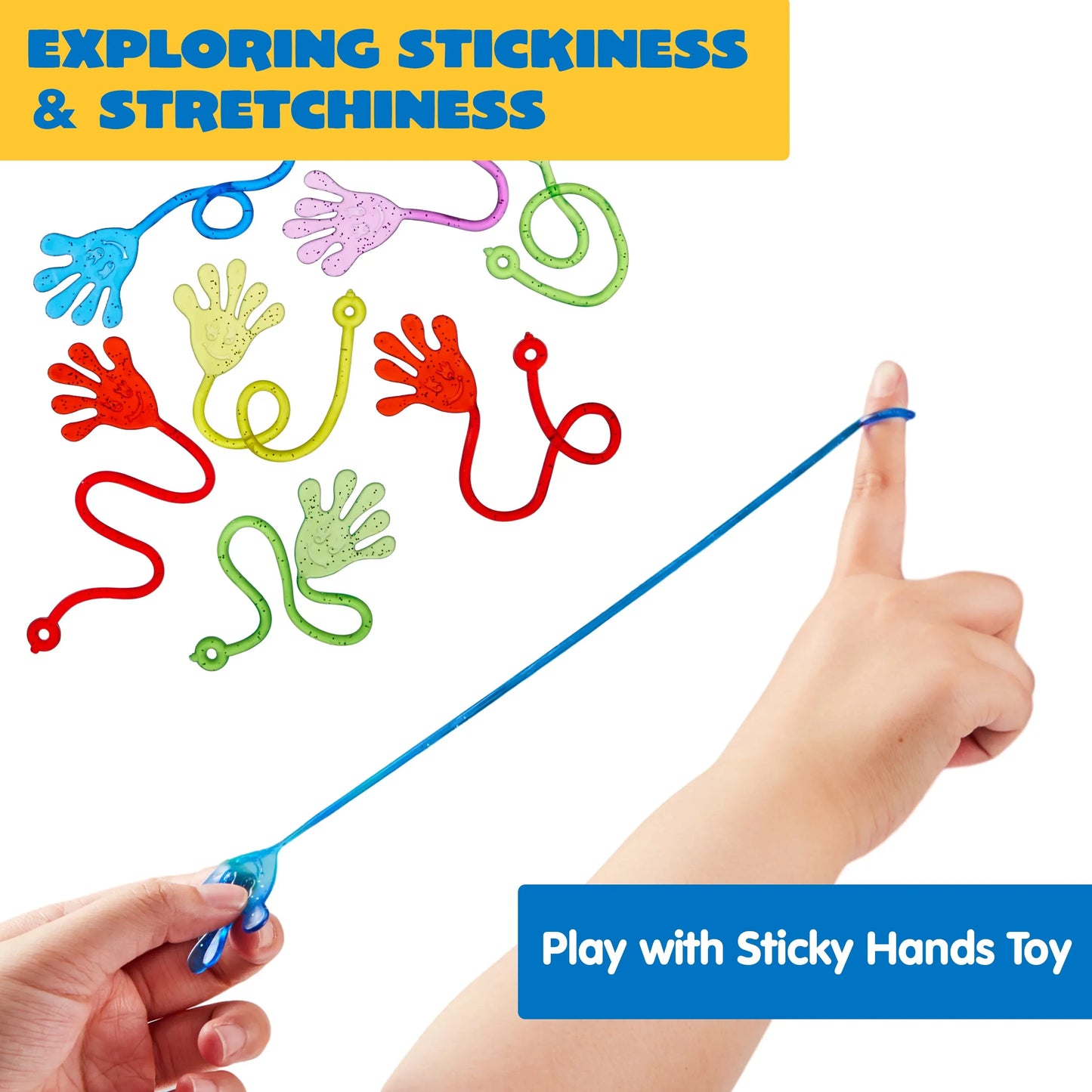 Syncfun 48 Pcs Sticky Hands Party Favors for Kids Assorted Stretchy Slappy Hands Fun Fidget Toys for Kids