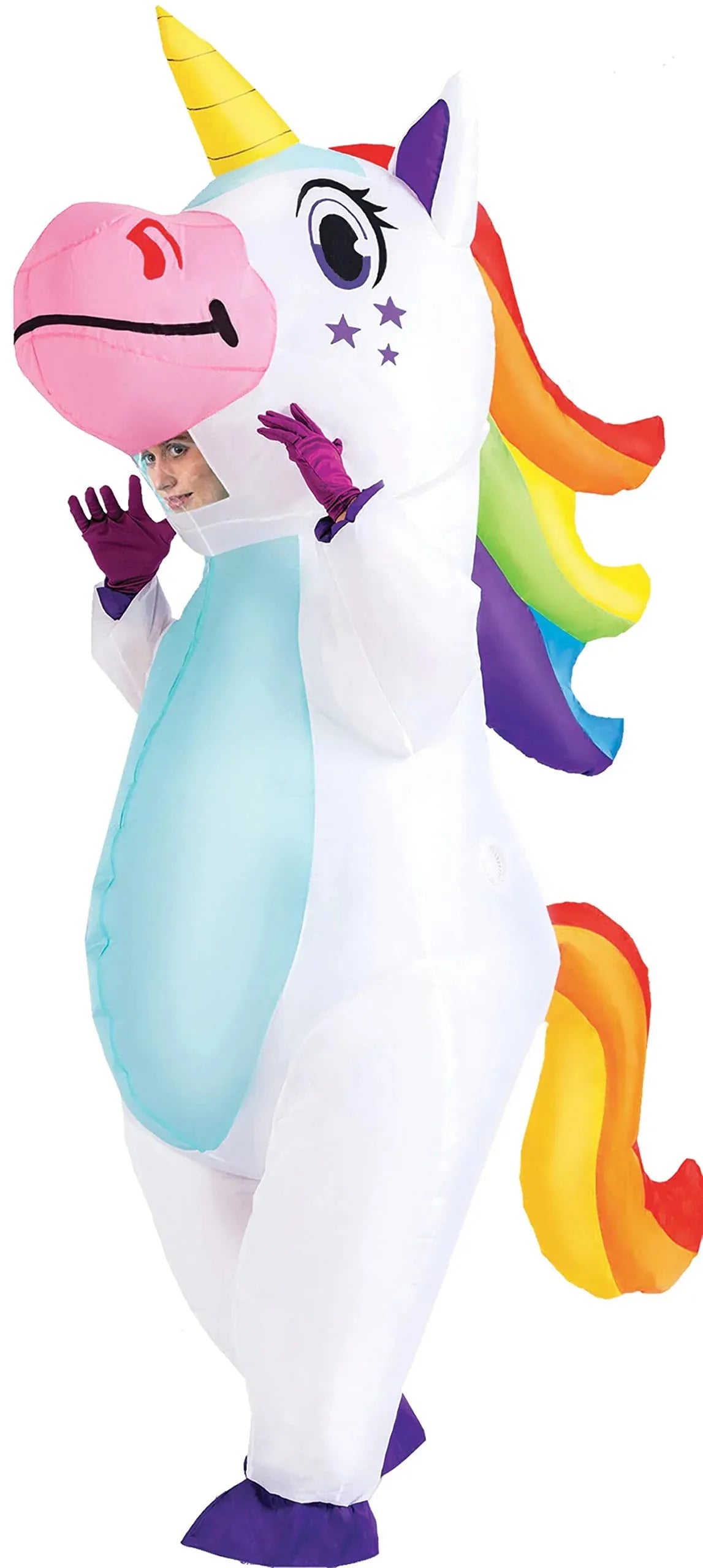 Syncfun Inflatable Costume Full Body Unicorn Halloween Costume for Adults & Youth, Funny Air Blow Up Costumes for Halloween Party Cosplay