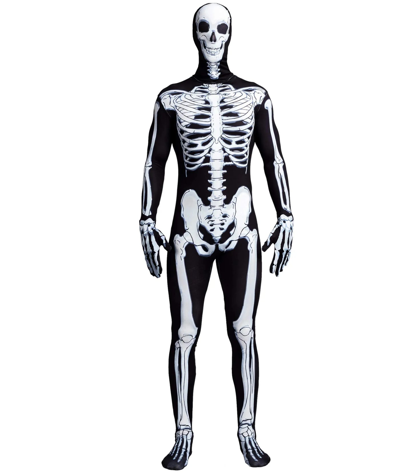 Syncfun Skeleton Costume for Adult, Skeleton Bone Bodysuit Halloween Costumes for Men Fancy Dress-up