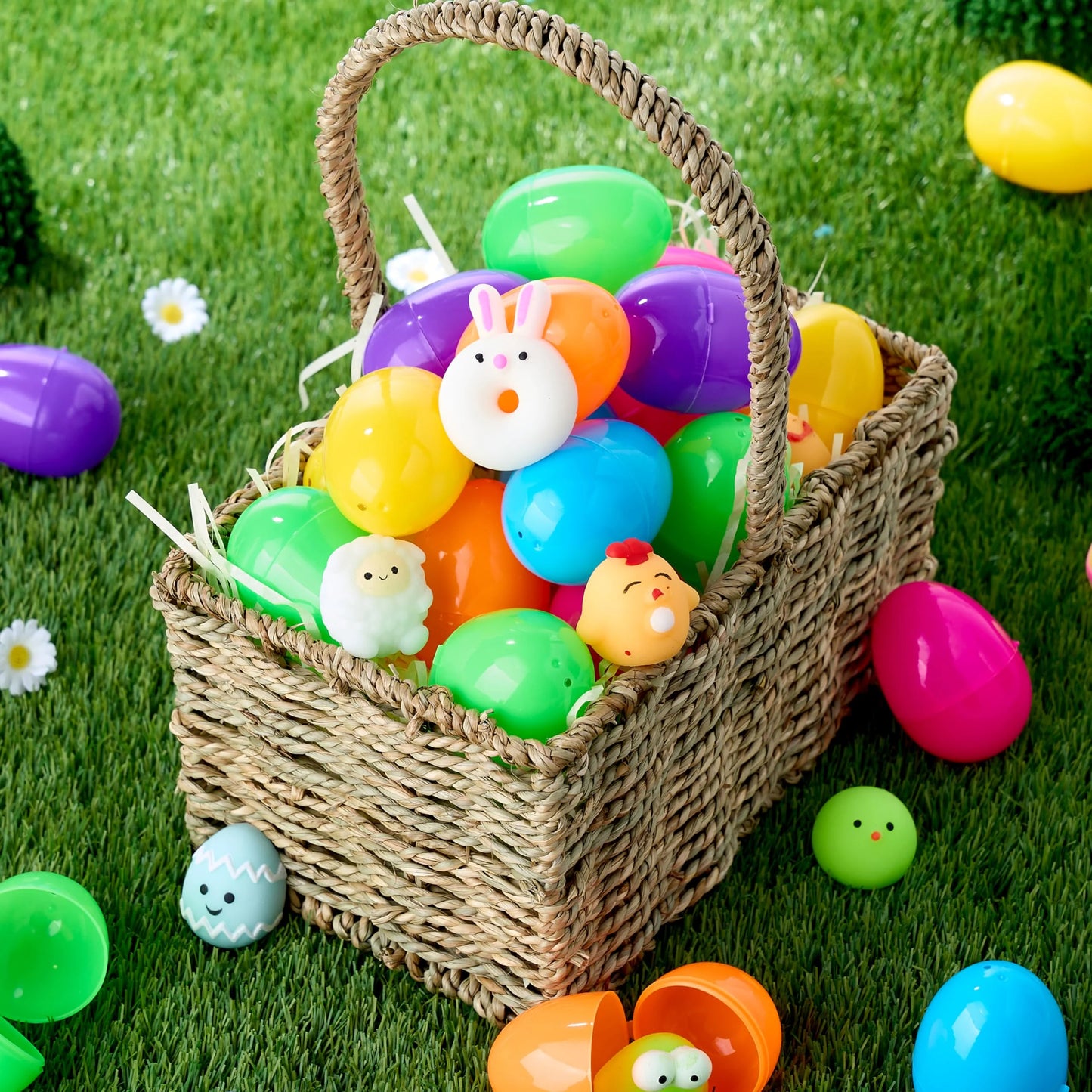 24 pieces of mochi soft toys pre-filled Easter eggs, squeezed toy stuffing for finding Easter eggs