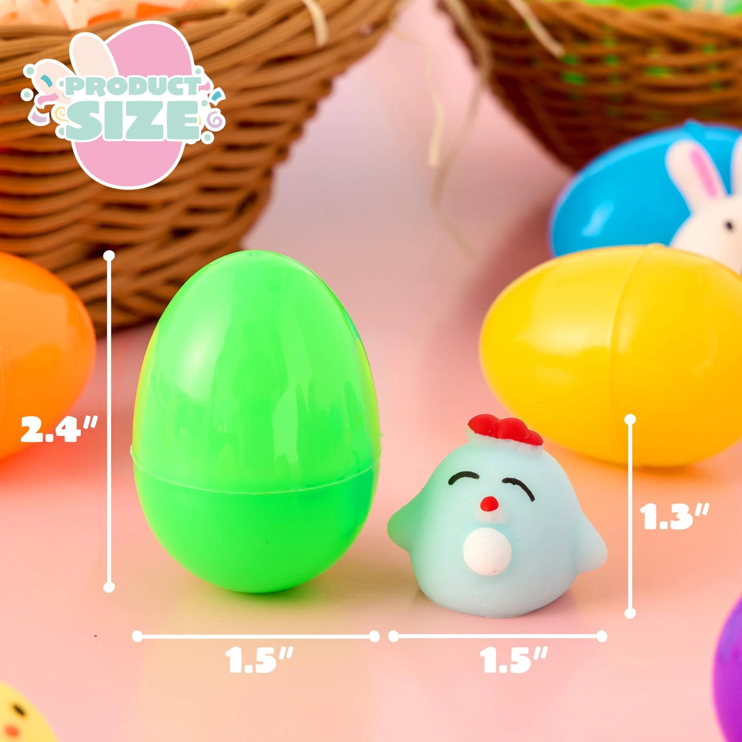 24 pieces of mochi soft toys pre-filled Easter eggs, squeezed toy stuffing for finding Easter eggs