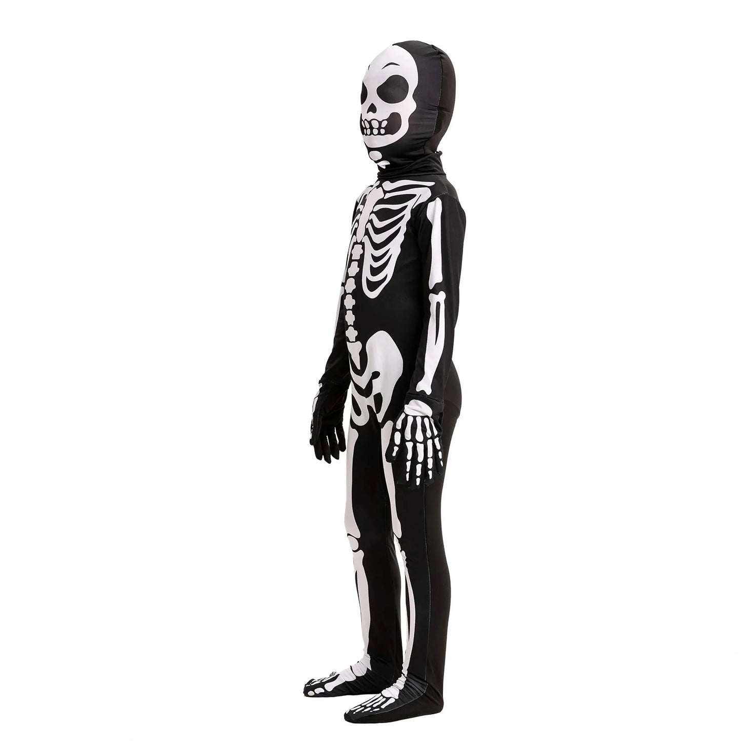 Syncfun Child Scary Creepy Skeleton Costume, Skelebones Costume, Bone Jumpsuit, Kids Halloween Dress Up