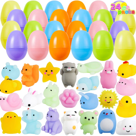 24 Easter eggs and animal Mochi plush toys, mini Kawaii plush toys for squeezing and stress relief