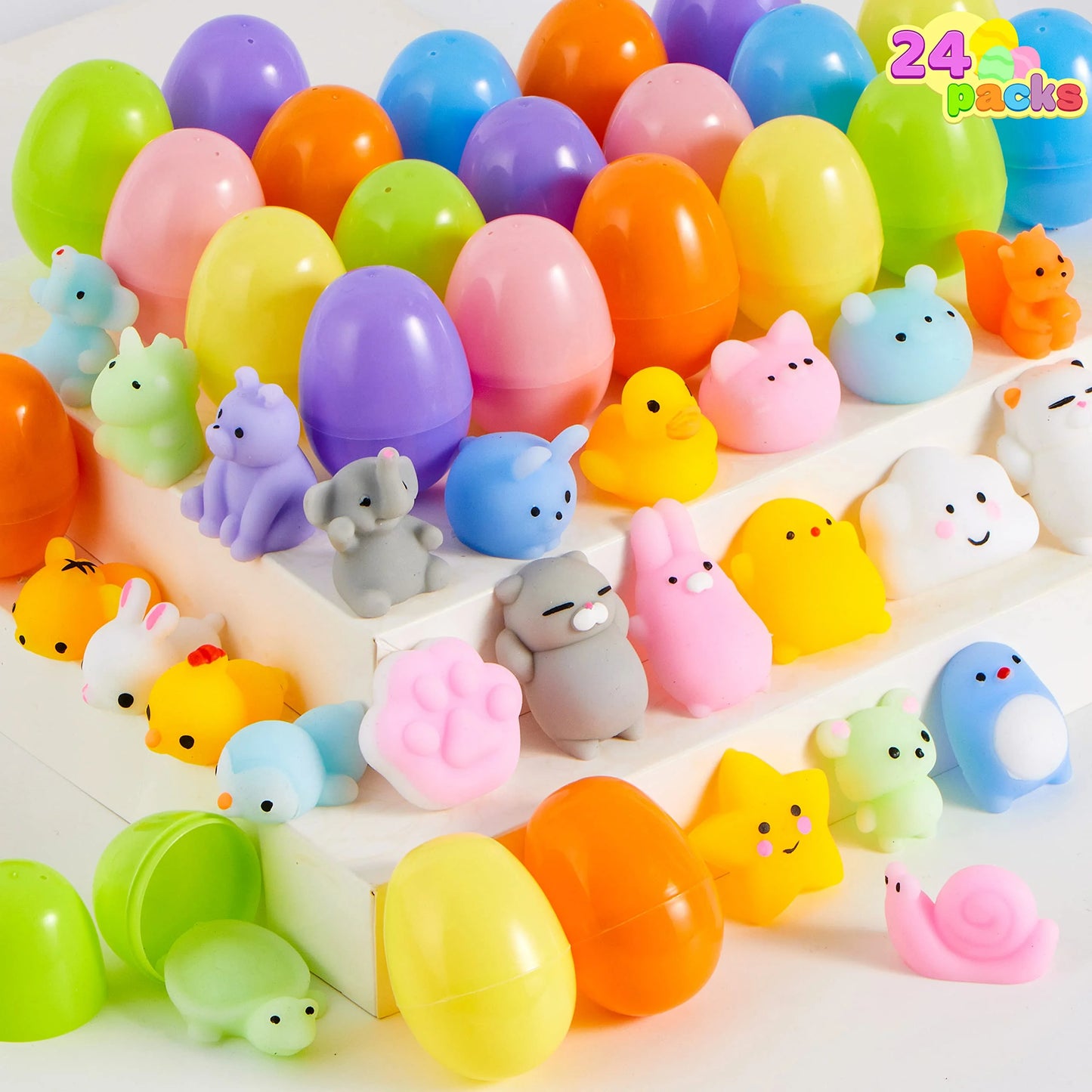 24 Easter eggs and animal Mochi plush toys, mini Kawaii plush toys for squeezing and stress relief