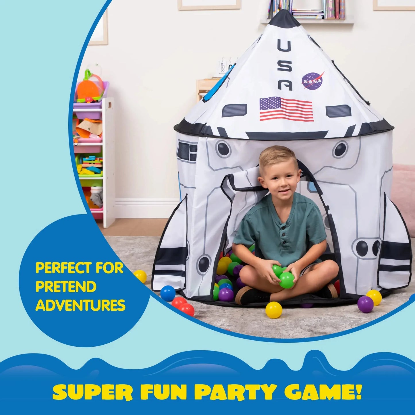 Syncfun Rocket Ship Play Tents For Kids, Spaceship Kids Playhouse Indoor Outdoor