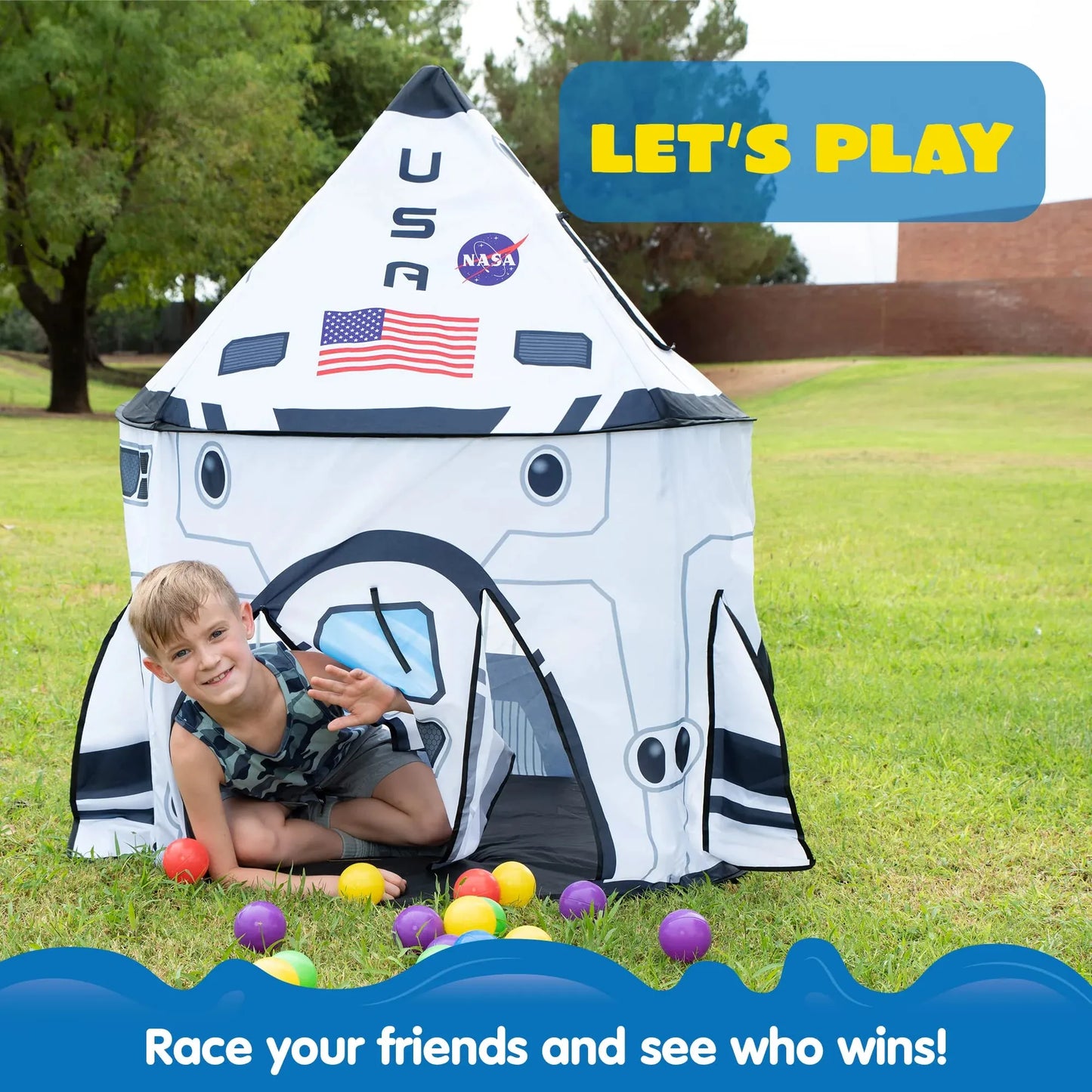 Syncfun Rocket Ship Play Tents For Kids, Spaceship Kids Playhouse Indoor Outdoor