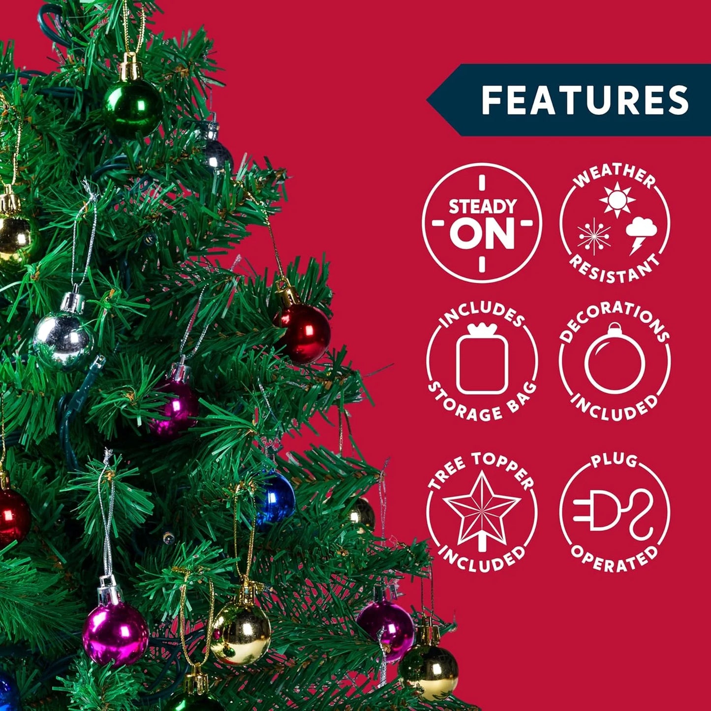 Joyfy 24 Inch Mini Christmas Tree with Lights,Prelit Artificial Christmas Tree with Decorations,Light Up Christmas Ornaments Table Decor (Storage Bag Included)