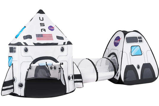 Syncfun Rocket Ship Play Tents Set for Kids, Pop up Playhouse with Tunnel,Kids Pretend Play