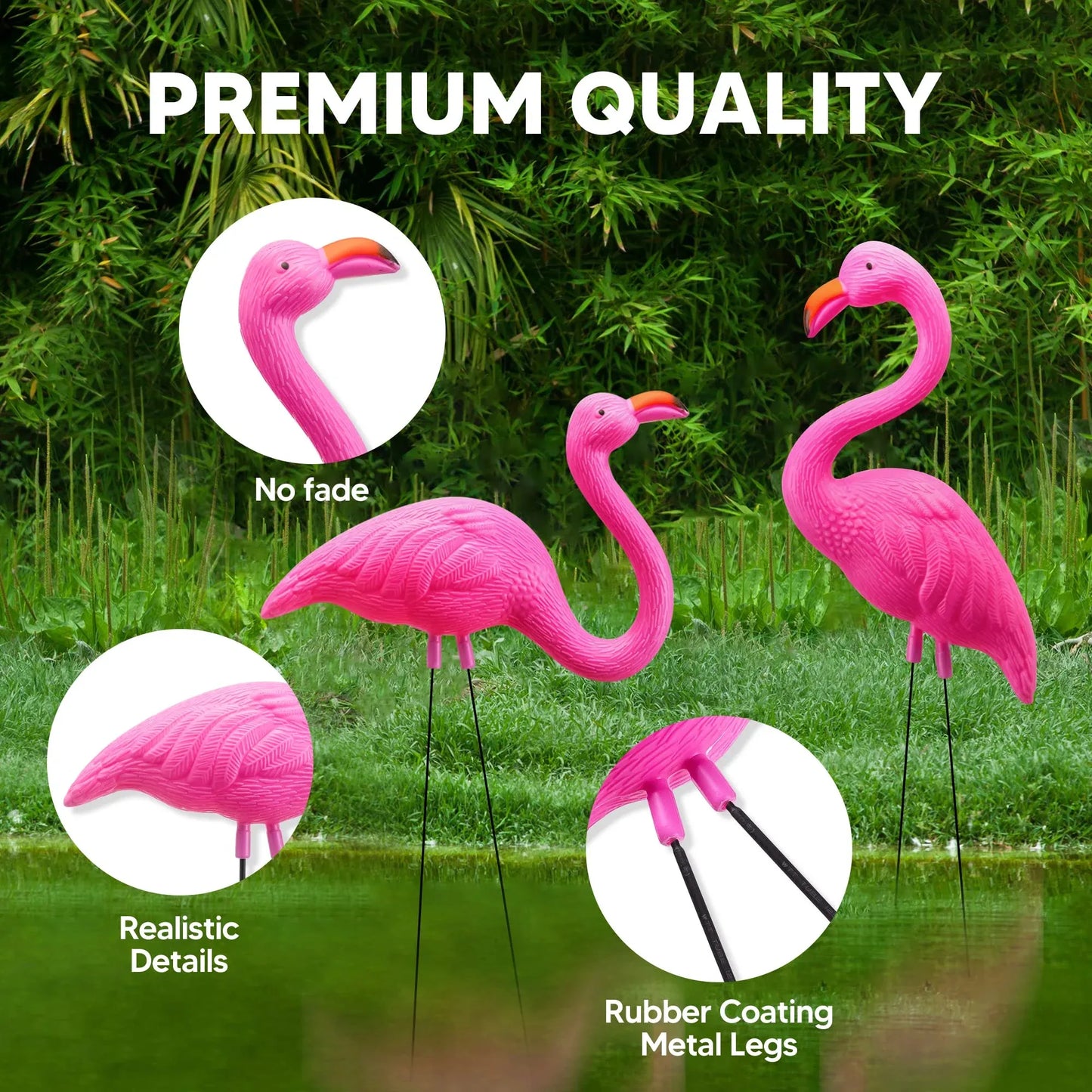 Syncfun 10 Pack Pink Flamingo, Small Yard Ornament Stakes For Outdoor Garden Decor, Luau Party Statue, Beach, Lawn