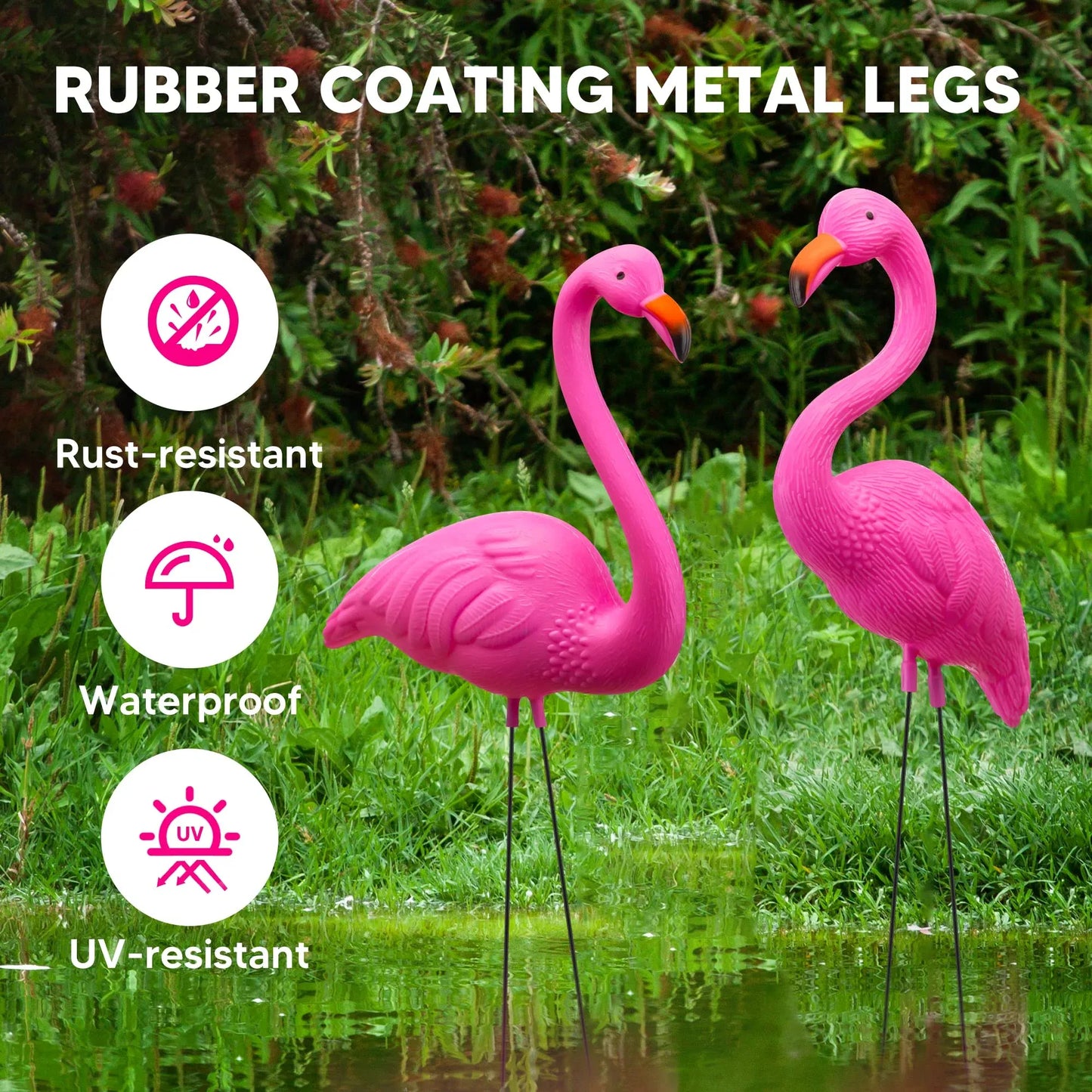 Syncfun 10 Pack Pink Flamingo, Small Yard Ornament Stakes For Outdoor Garden Decor, Luau Party Statue, Beach, Lawn