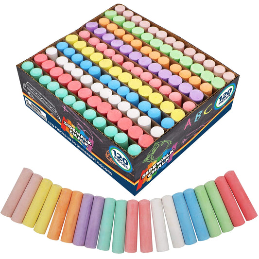 Syncfun 120pcs Sidewalk Chalk For Kids, Washable Chalk For Outdoor Art Play, Painting Toy For Toddler On Chalkboard, Blackboard And Playground