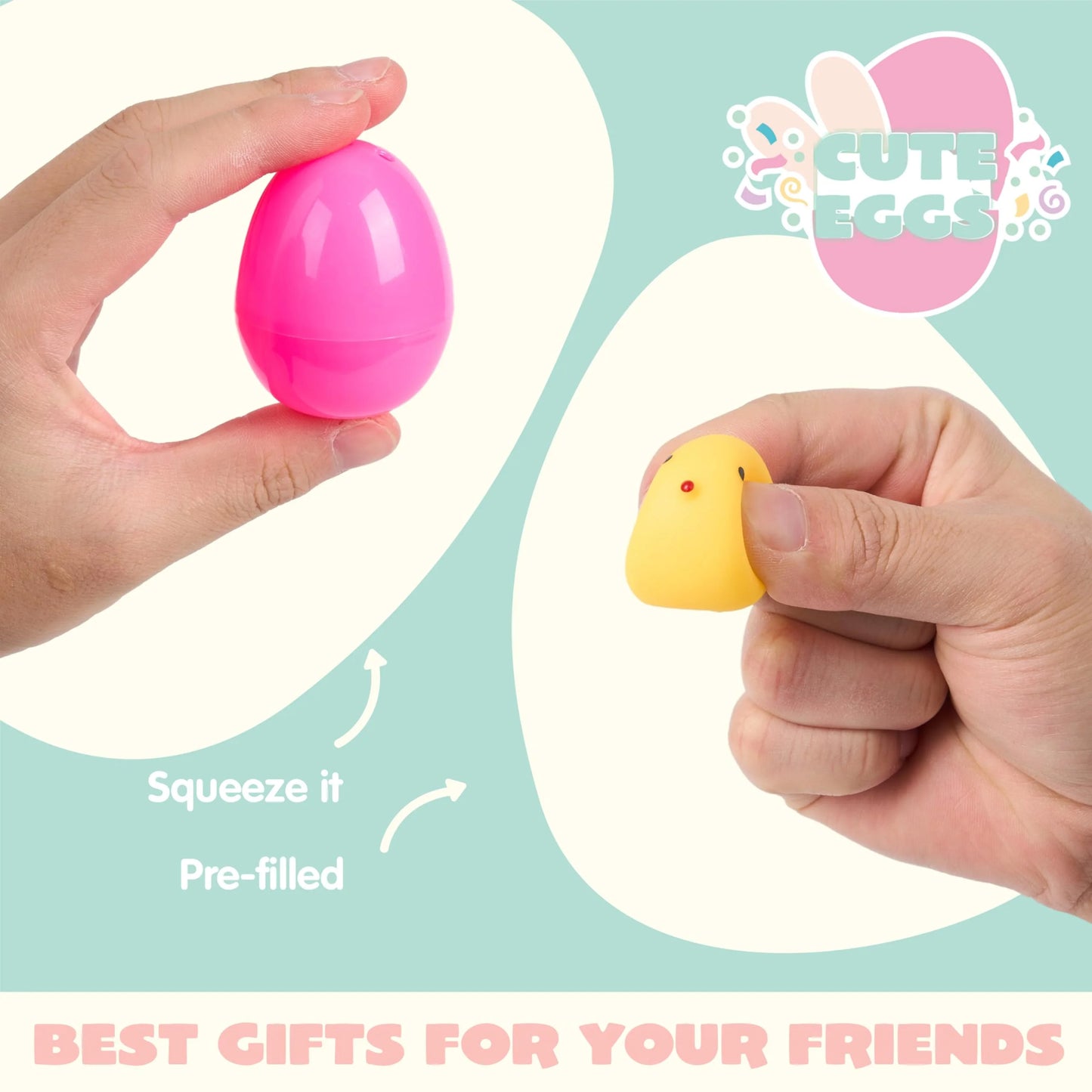 120 pre-filled Easter eggs containing novelty toys and stickers, plastic Easter egg filling, Easter basket filling