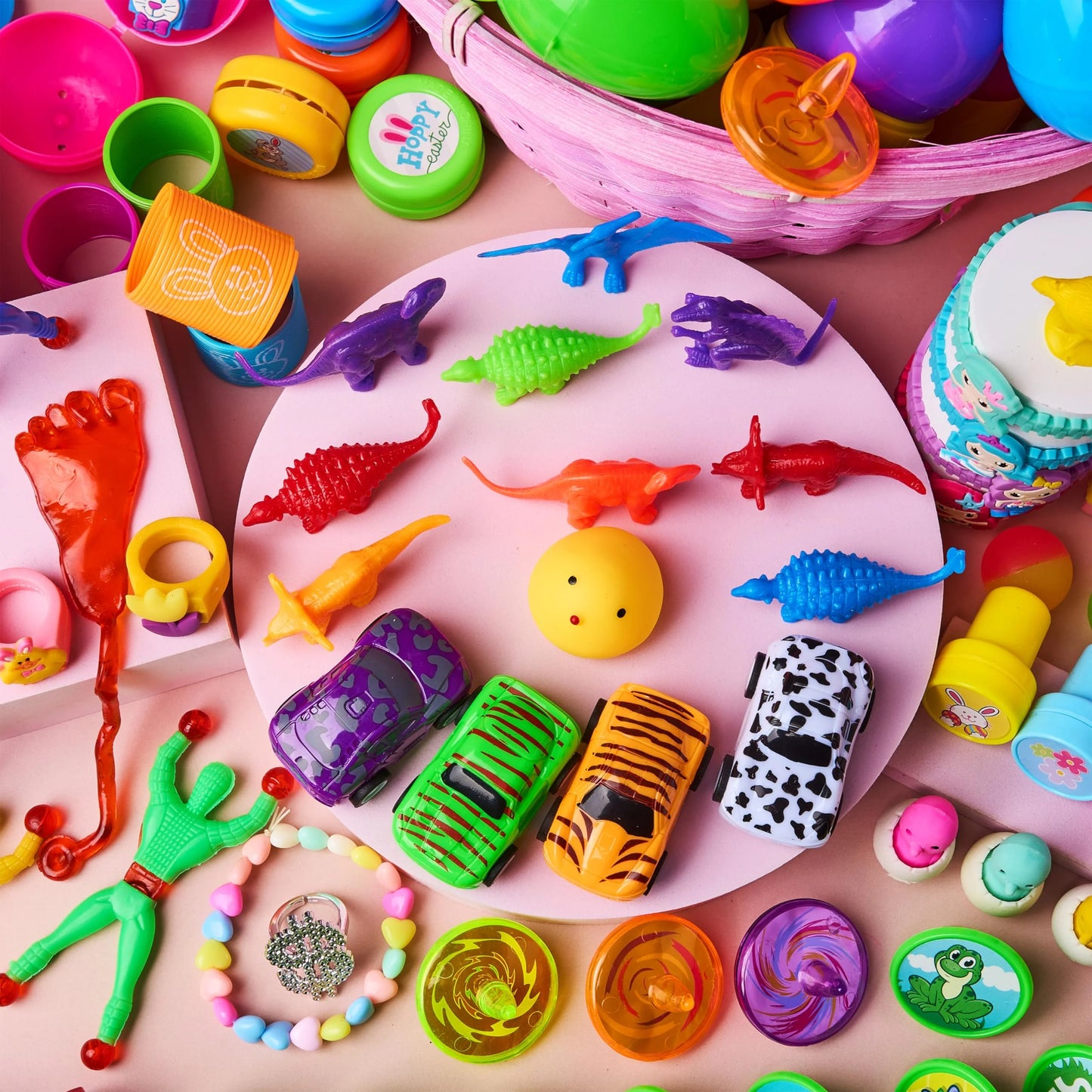 120 pre-filled Easter eggs containing novelty toys and stickers, plastic Easter egg filling, Easter basket filling