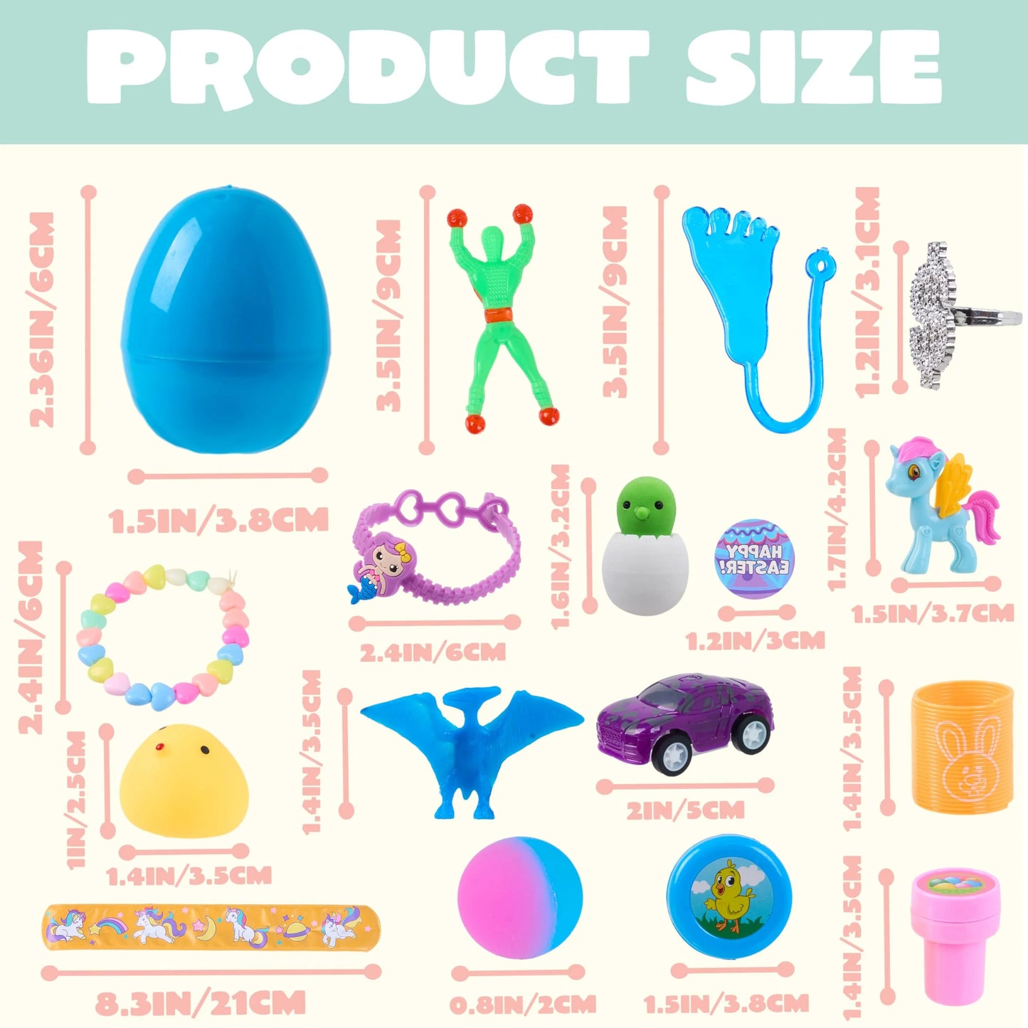 120 pre-filled Easter eggs containing novelty toys and stickers, plastic Easter egg filling, Easter basket filling