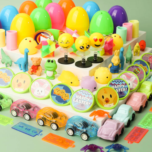 144 pre-filled Easter eggs with a variety of toys for finding Easter eggs