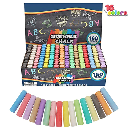 Syncfun 160PCS Washable Sidewalk Chalks for Kids, Non-Toxic Jumbo Chalk for Outdoor Art Play, Painting on Chalkboard, Blackboard and Playground