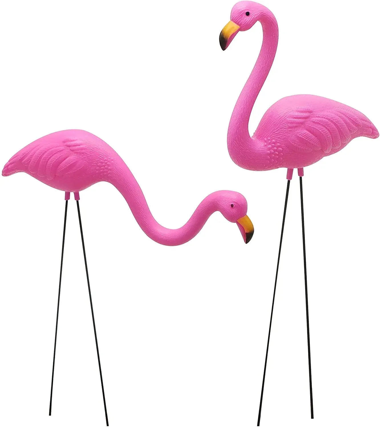 Syncfun 2 Pack Small Pink Flamingo, Yard Flamingo For Outdoor Garden Decor, Luau Party Statue, Beach, Tropical Party