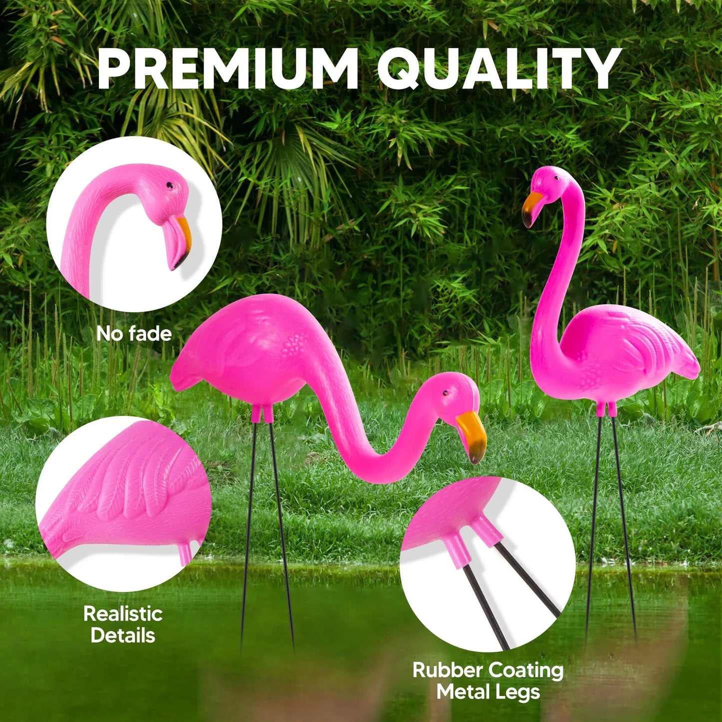 Syncfun 2 Pack Small Pink Flamingo, Yard Flamingo For Outdoor Garden Decor, Luau Party Statue, Beach, Tropical Party