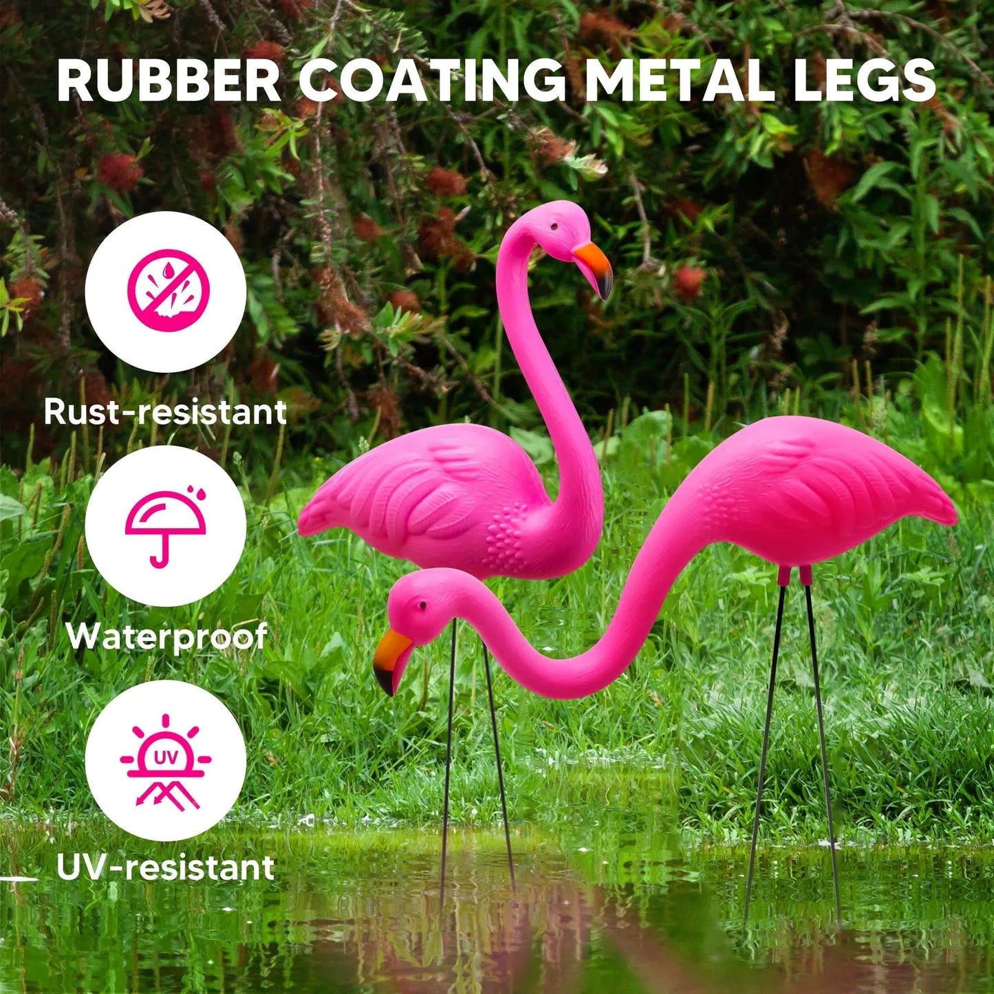 Syncfun 2 Pack Small Pink Flamingo, Yard Flamingo For Outdoor Garden Decor, Luau Party Statue, Beach, Tropical Party