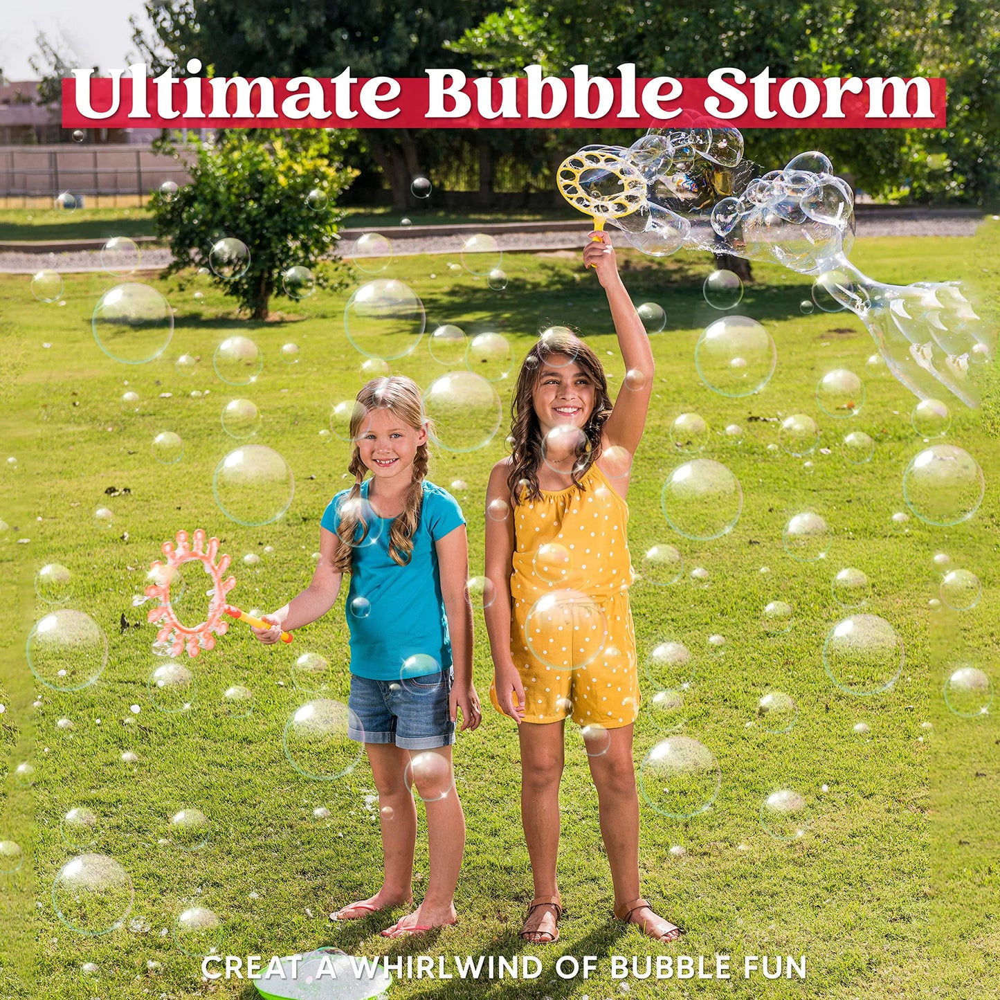 Syncfun 12pcs 21" Giant Bubble Wands Set with Tray for Kids, Summer, Outdoor Play, Birthday Party, Games, 6 Pcs Bubble Solution Suitable for All Age People