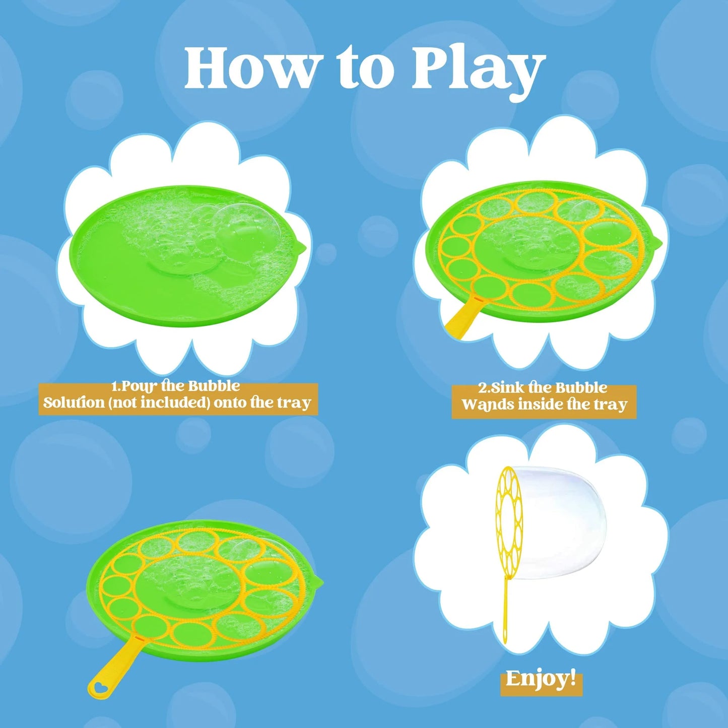 Syncfun 48Pcs Big Bubble Wands Set, 18" Giant Bubble Bottle with Tray Bulk, Large Bubble Wands for Kids Adults Gifts, Summer Outside Bubble Toys, Easter Basket Stuffers, Birthday Party Favors