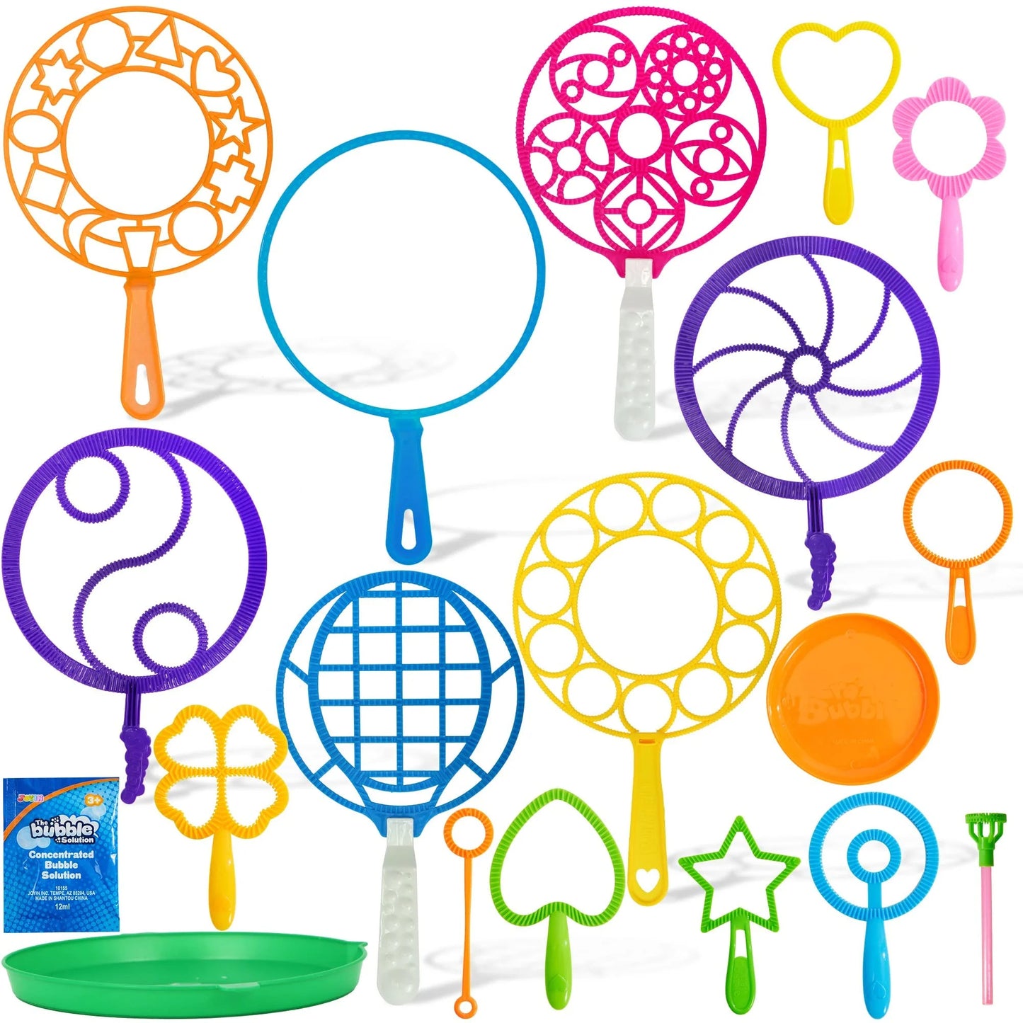 Syncfun 48Pcs Big Bubble Wands Set, 18" Giant Bubble Bottle with Tray Bulk, Large Bubble Wands for Kids Adults Gifts, Summer Outside Bubble Toys, Easter Basket Stuffers, Birthday Party Favors