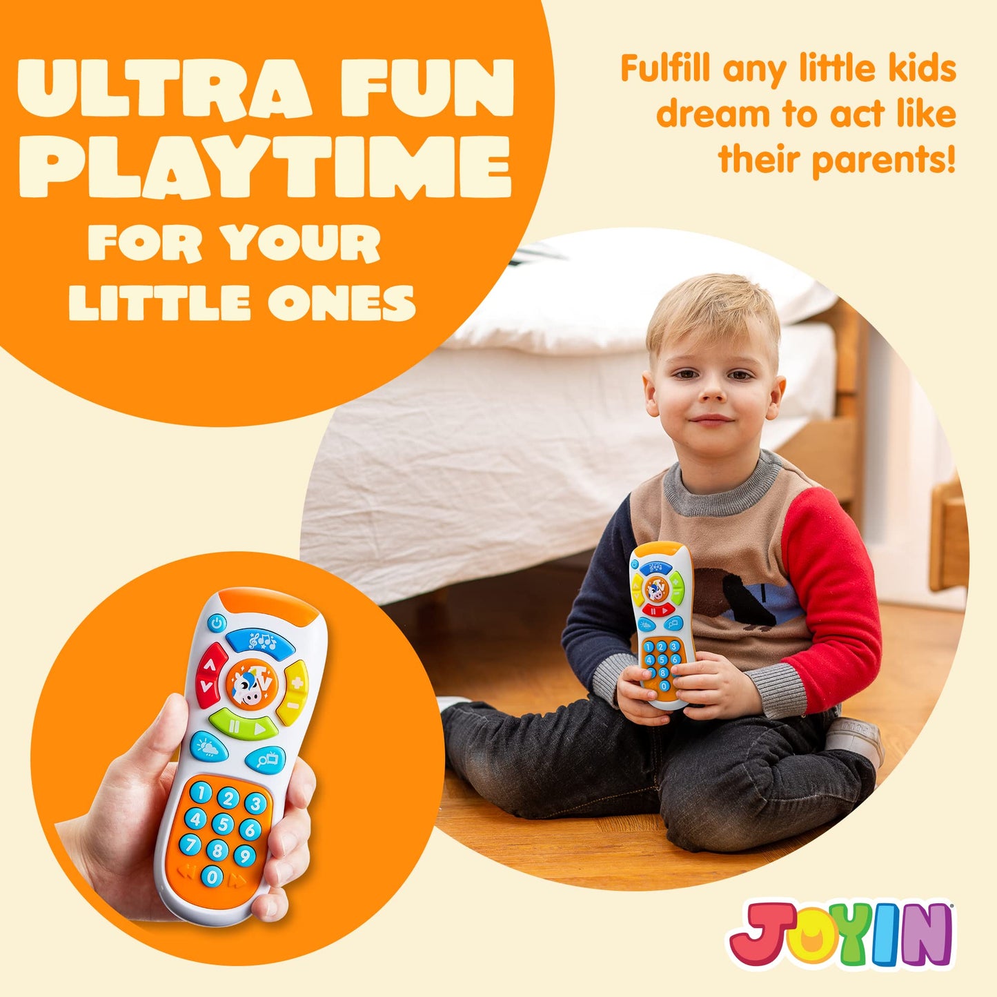 JOYIN Kids Cell Phone, Baby Toy Phone with Music & Remote, Fun Learning Toys for Boys Girls 1 2 3 years old