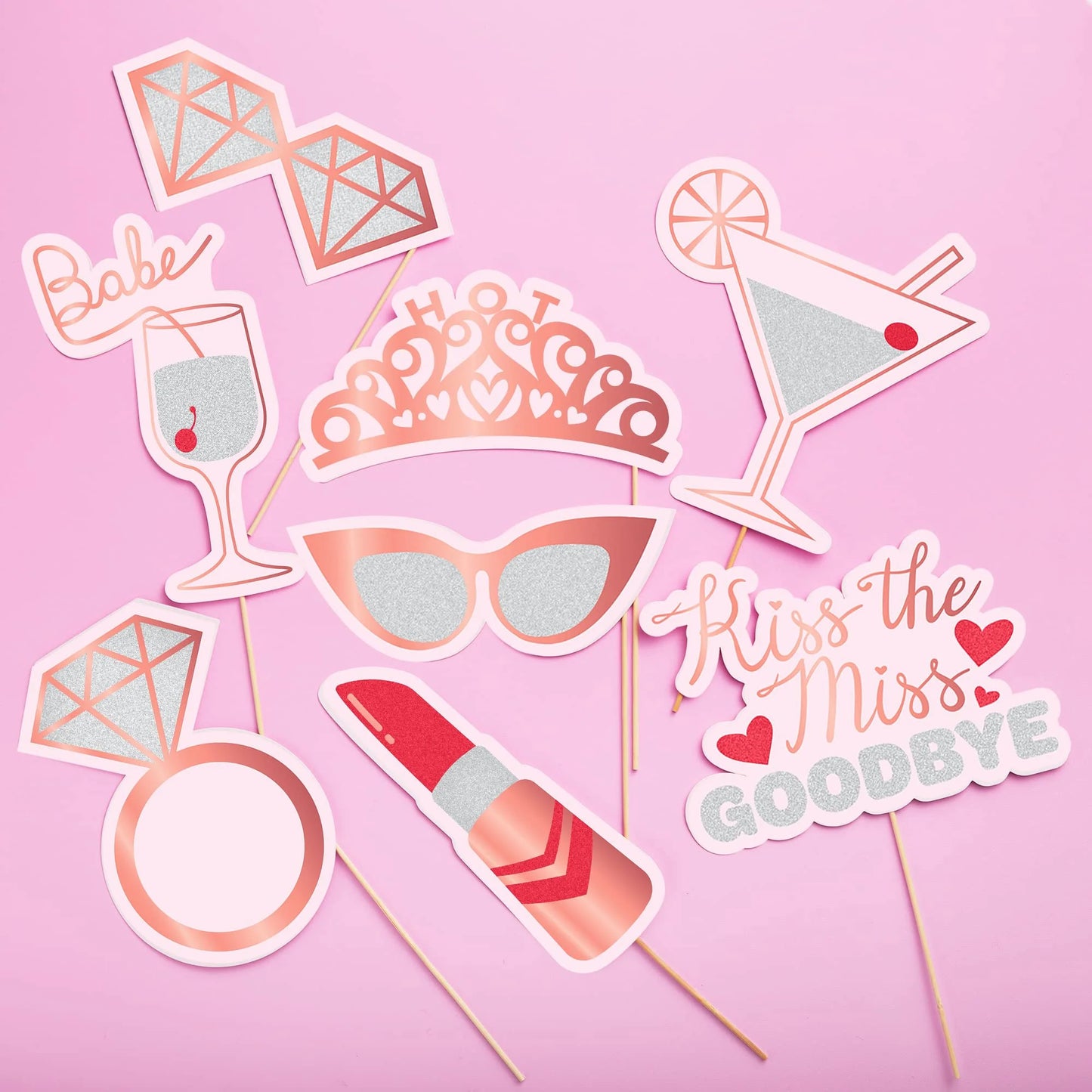 JOYIN 24 Pack Bachelorette Photo Booth Props, Bachelorette Party Decorations-Including Stick and Strike a Pose Sign,Rose Gold Future Future Mrs Party Supplies,Bride to Be, Bridal Shower