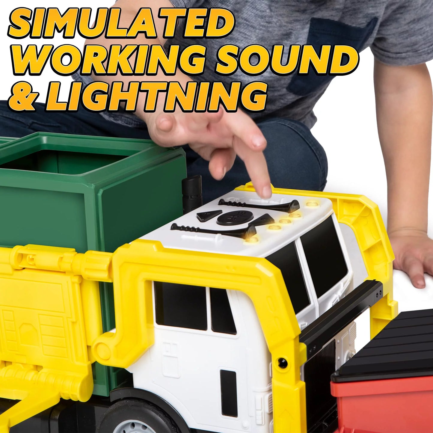 JOYIN 16" Large Garbage Truck Toys for Boys, Realistic Trash Truck Toy with Trash Can Lifter and Dumping Function, Toy Truck Gift for Boy Age 2 3 4 5 Years Old