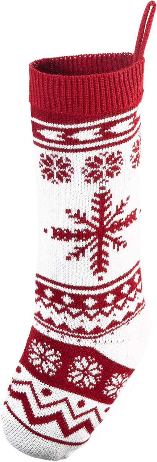 Joyfy 6 Pcs 18" Knit Christmas Stockings, Large Rustic Yarn Xmas Stockings for Family Holiday Decorations