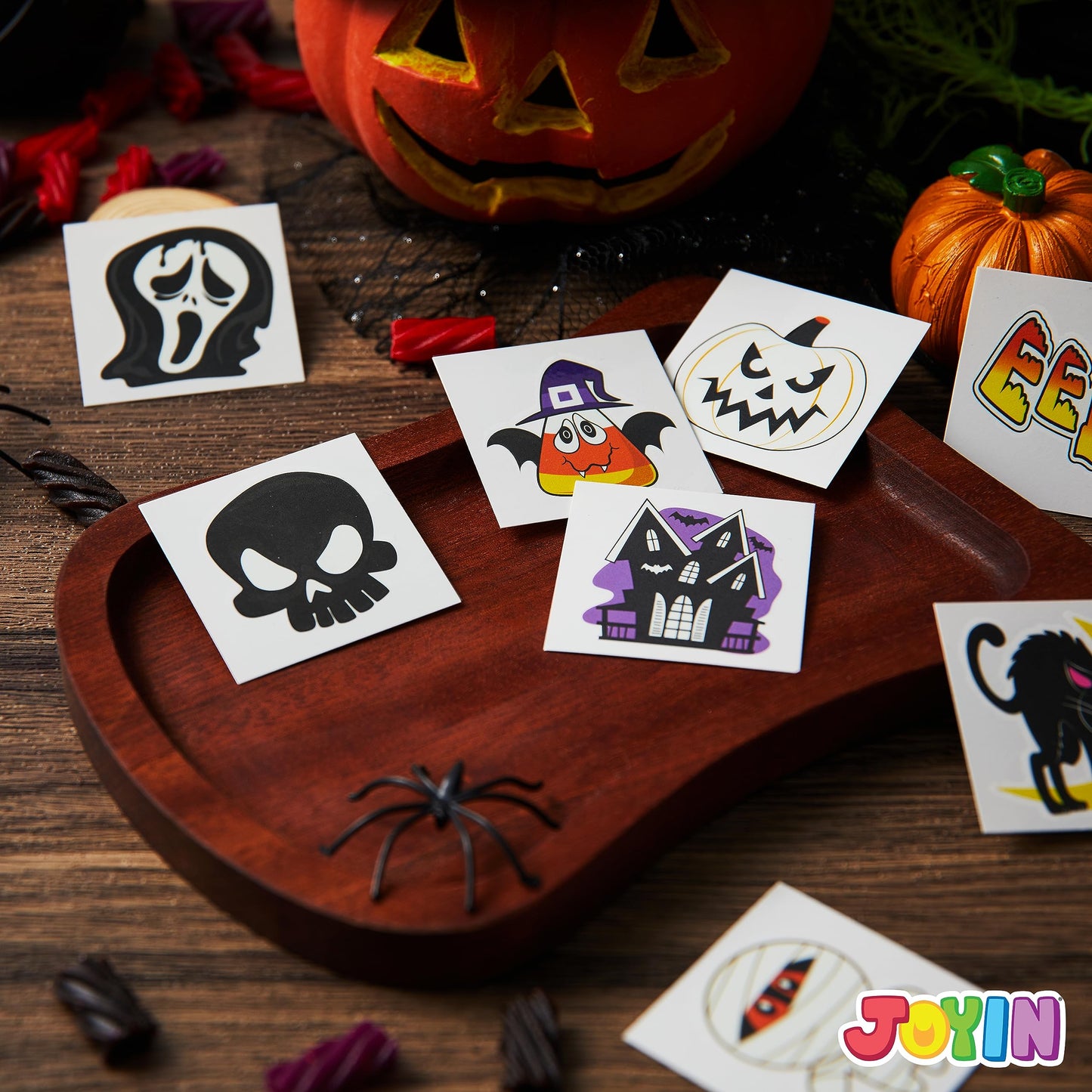 Joyfy 144 Pcs Halloween Temporary Tattoos,Glow in The Dark Tattoos for Kids,Halloween Toys Bulk,Halloween Trick or Treat Toys,Halloween Party Favor