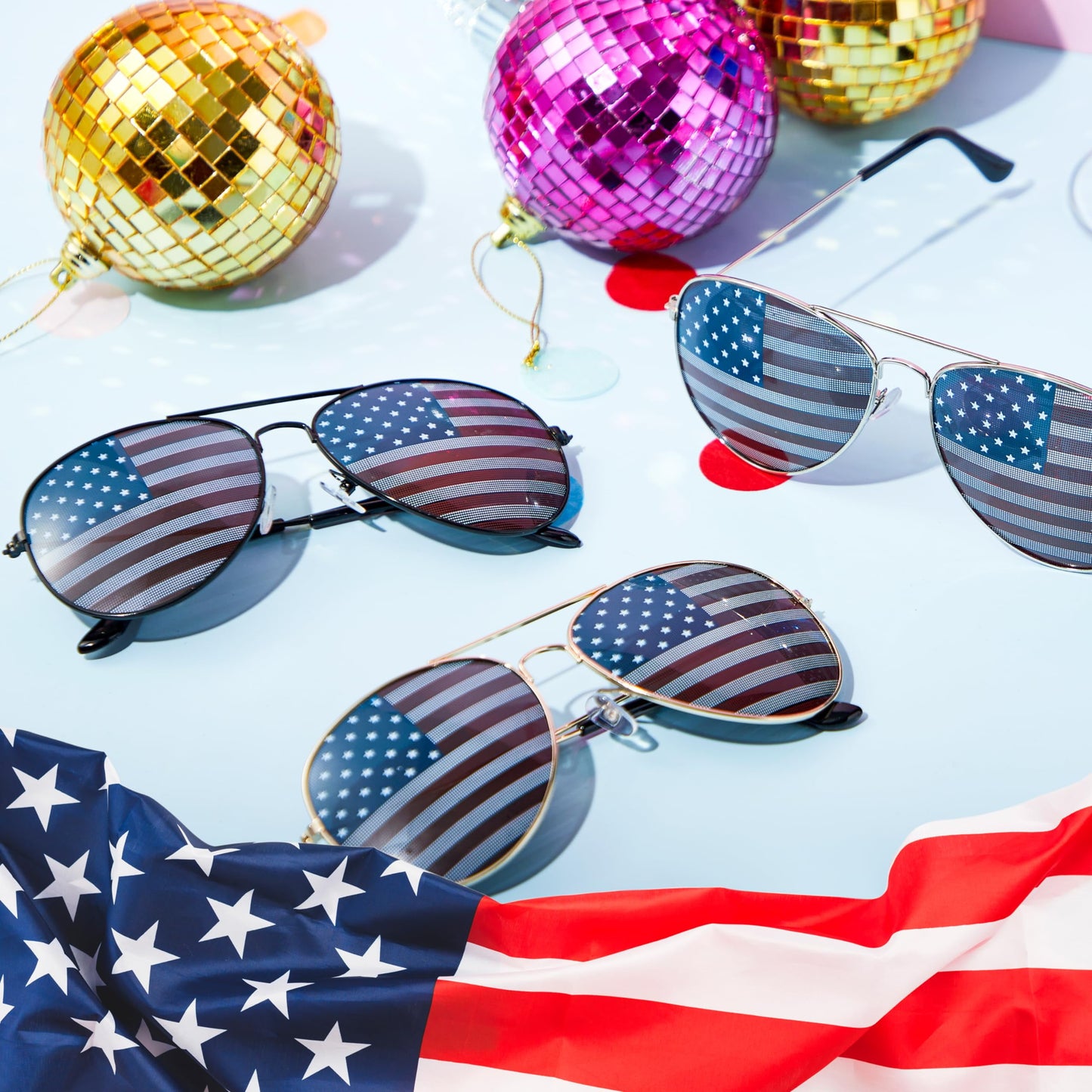 3 pieces of 7-4 American flag sunglasses, red, white, and blue 7-4 glasses, 7-4 accessories, 7-4 party gifts, 7-4 party supplies, 7-4 patriotic sunglasses